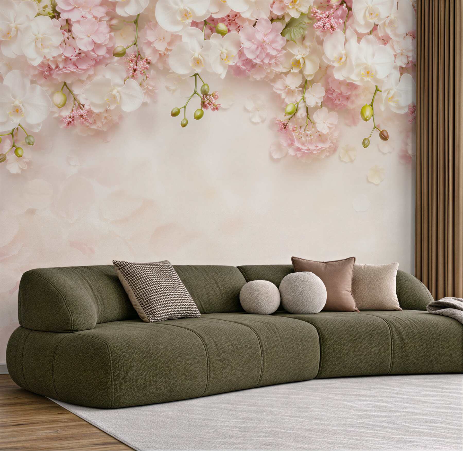 Fototapeta wieszanie białych orchidei z różowymi?v23