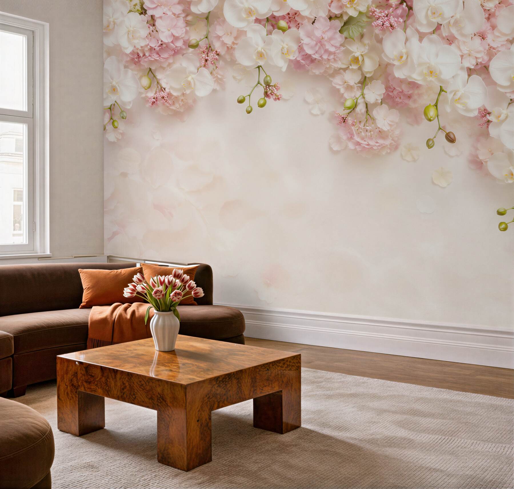 Fototapeta wieszanie białych orchidei z różowymi?v23