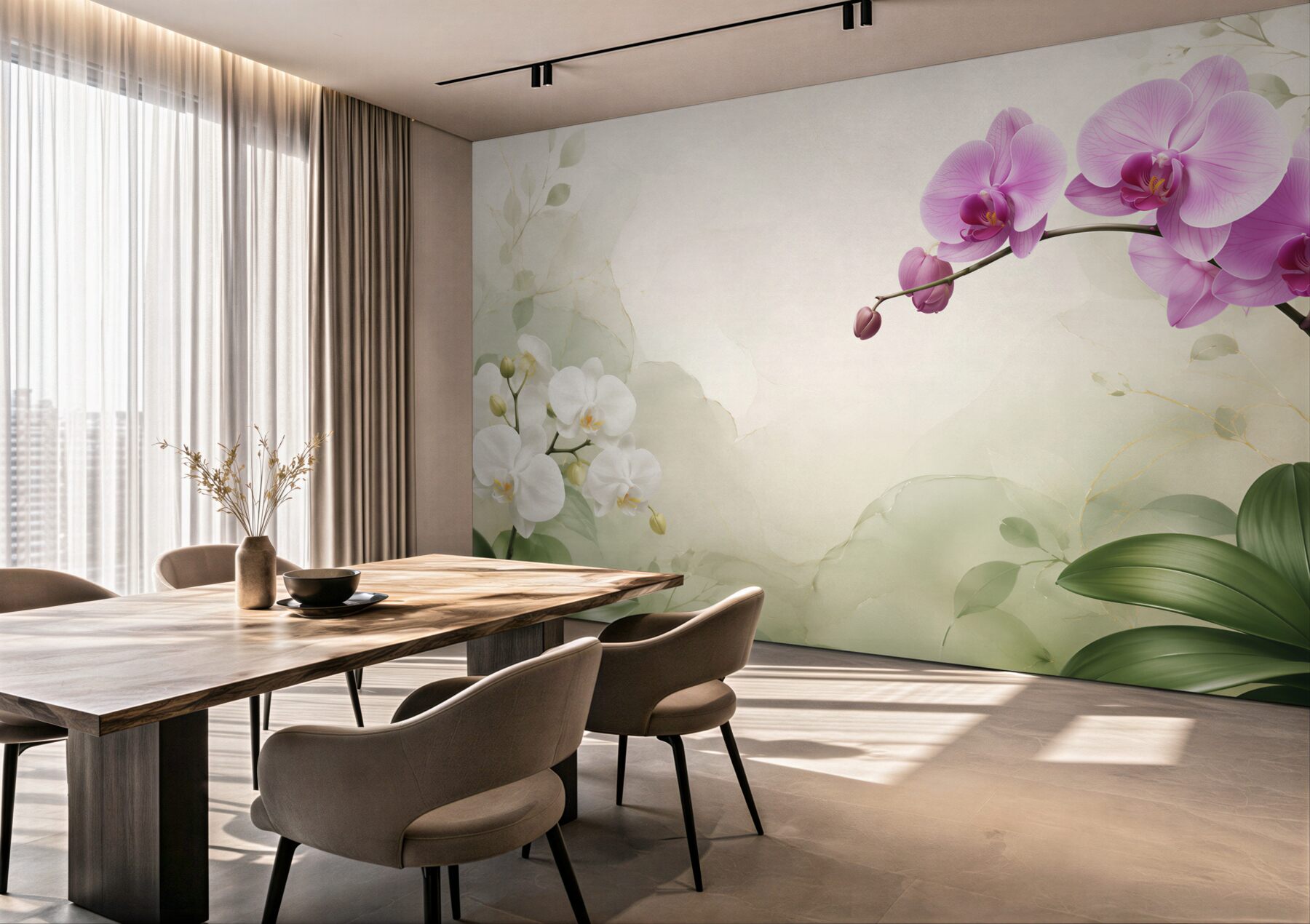Fototapeta liliowe i białe orchidee?v23