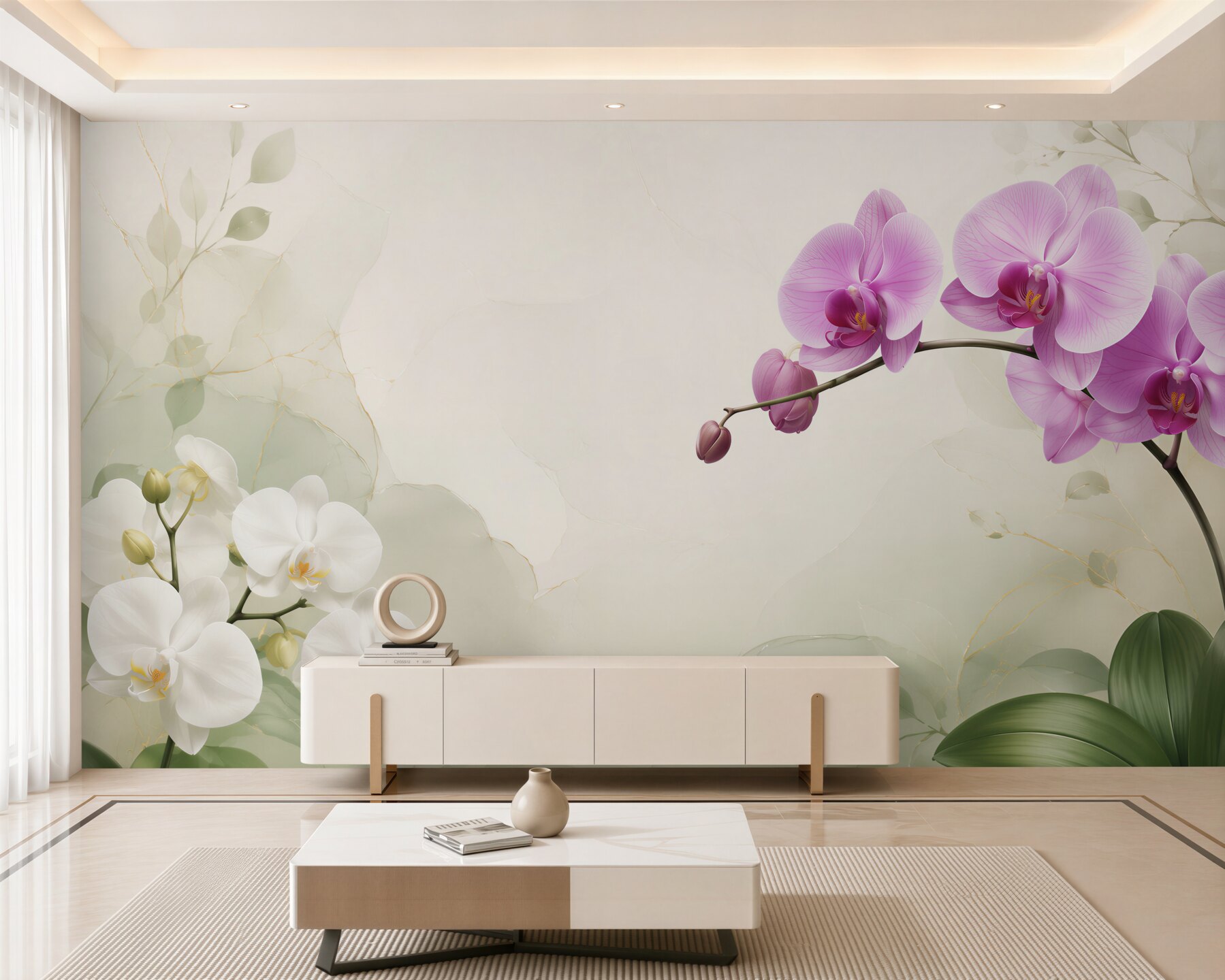 Fototapeta liliowe i białe orchidee?v23