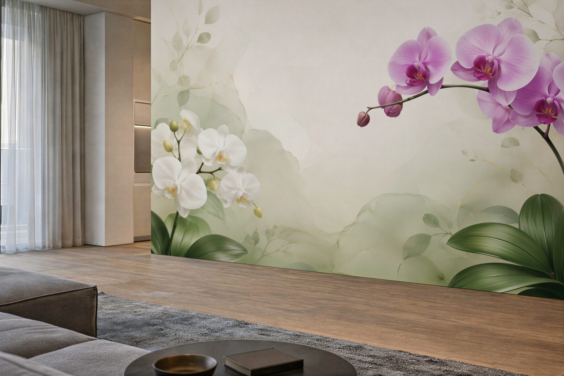 Fototapeta liliowe i białe orchidee?v23