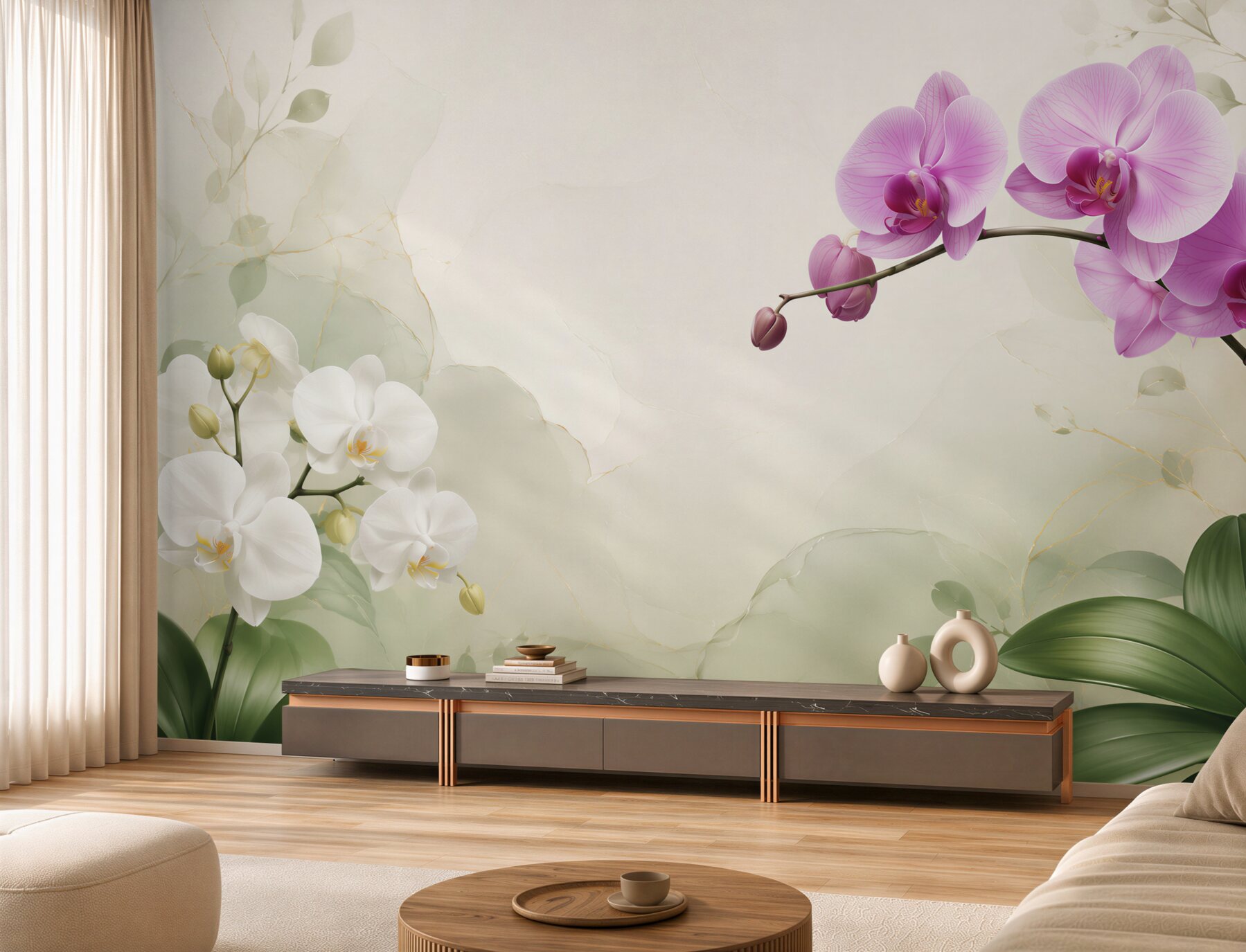 Fototapeta liliowe i białe orchidee?v23