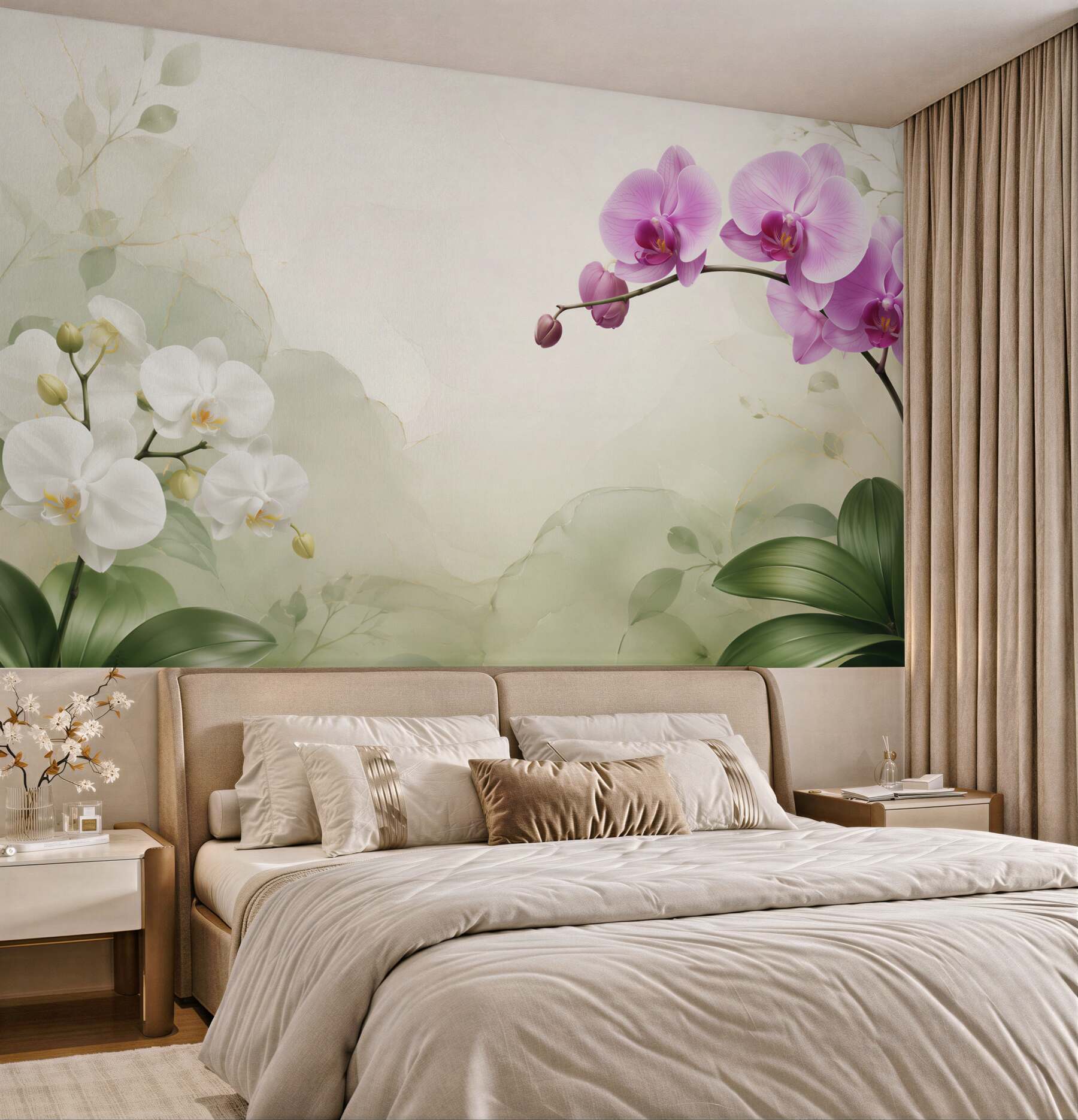 Fototapeta liliowe i białe orchidee?v23