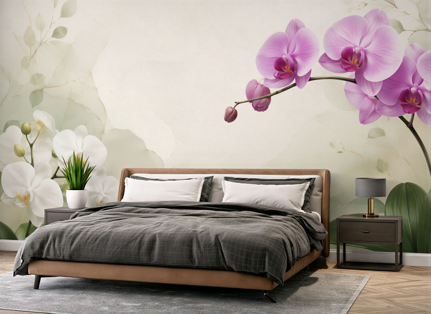 Fototapeta liliowe i białe orchidee?v23