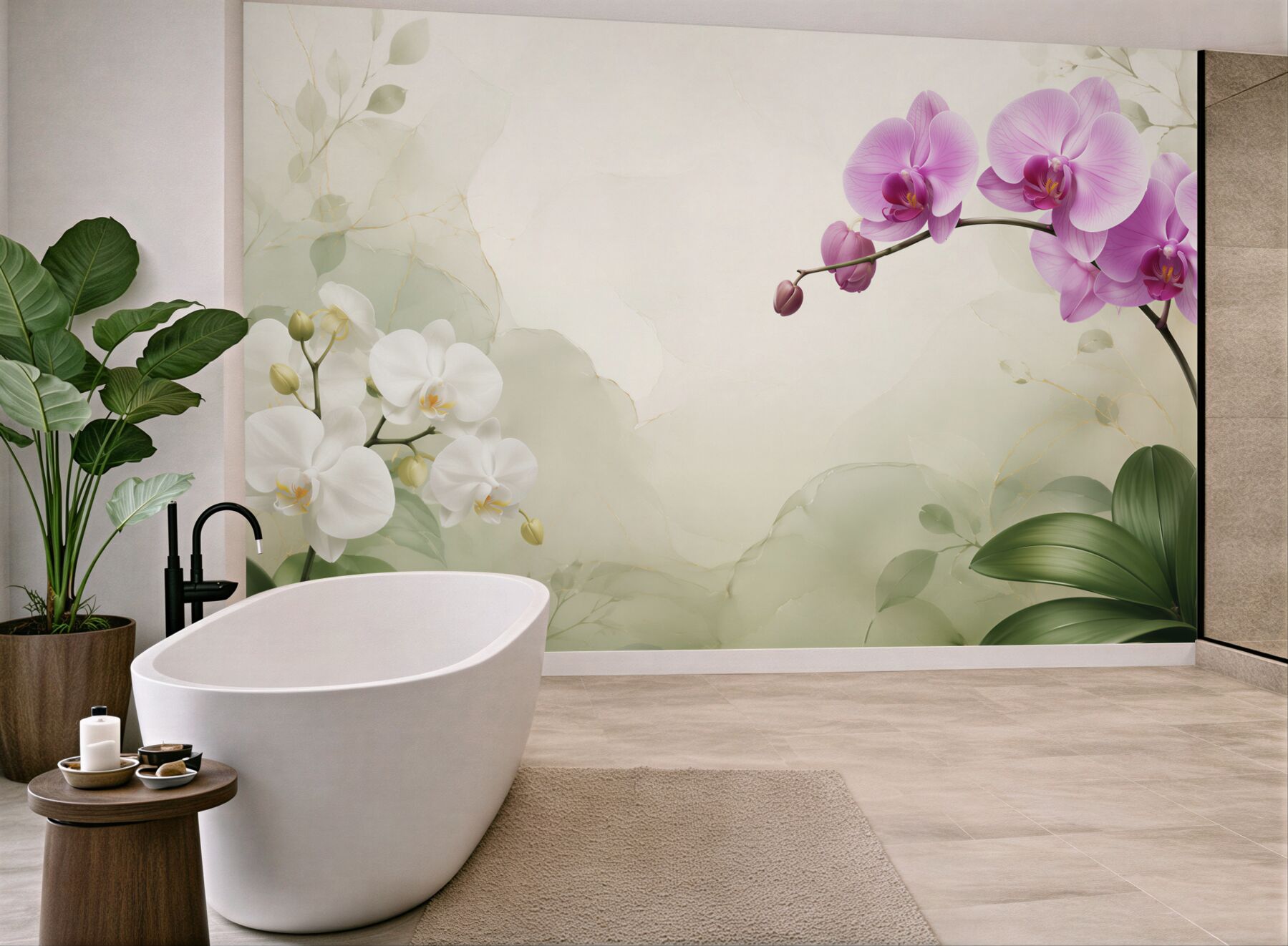 Fototapeta liliowe i białe orchidee?v23