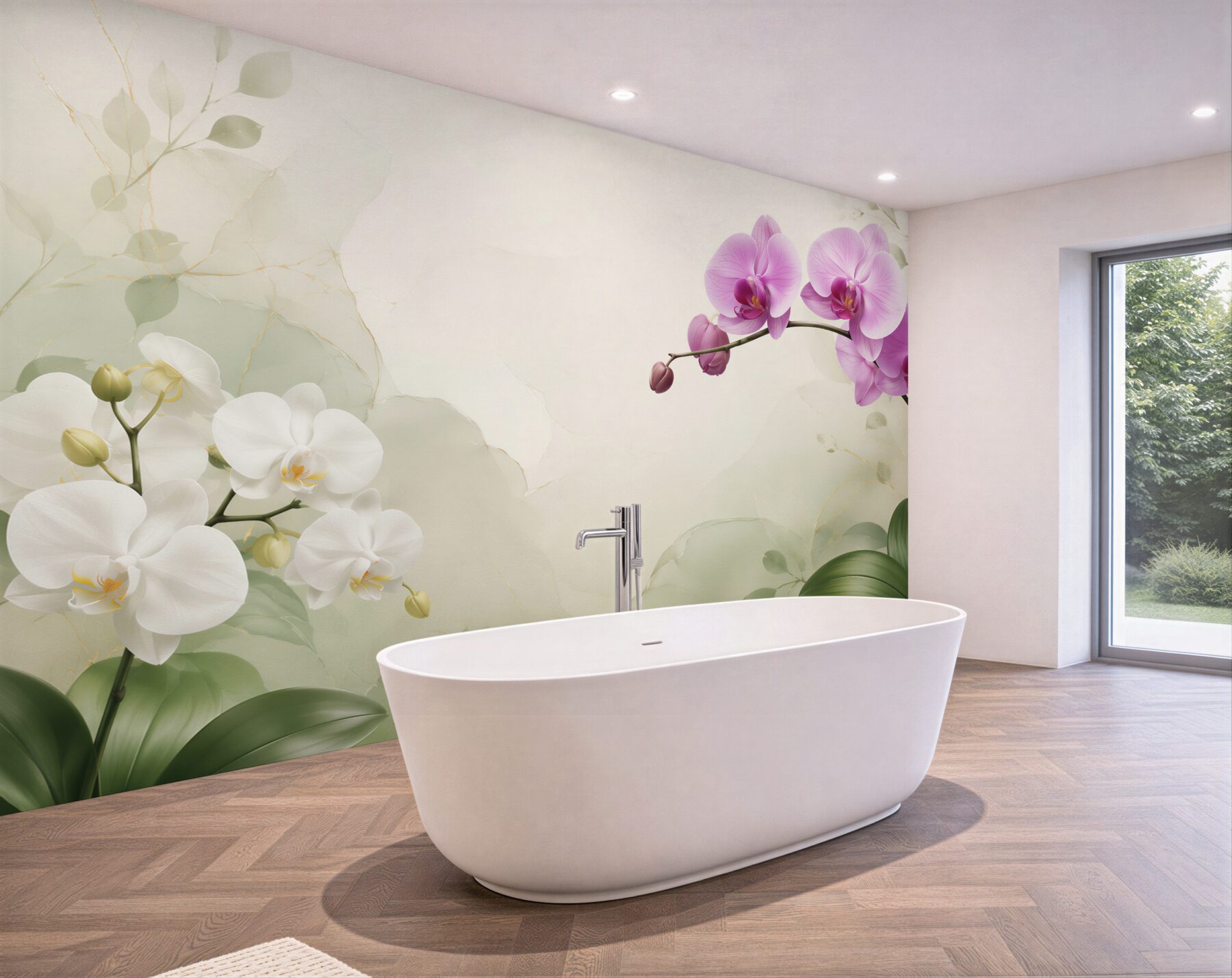 Fototapeta liliowe i białe orchidee?v23