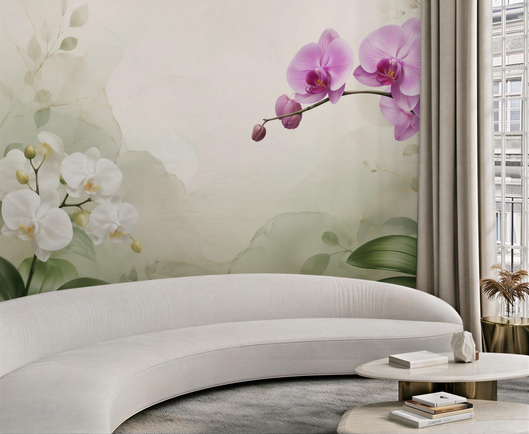 Fototapeta liliowe i białe orchidee?v23