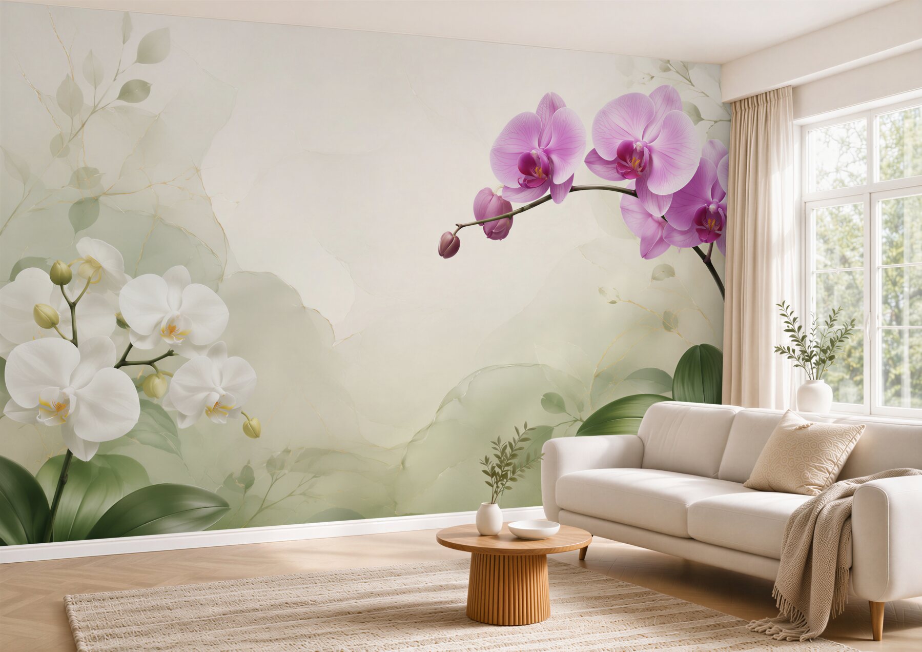 Fototapeta liliowe i białe orchidee?v23