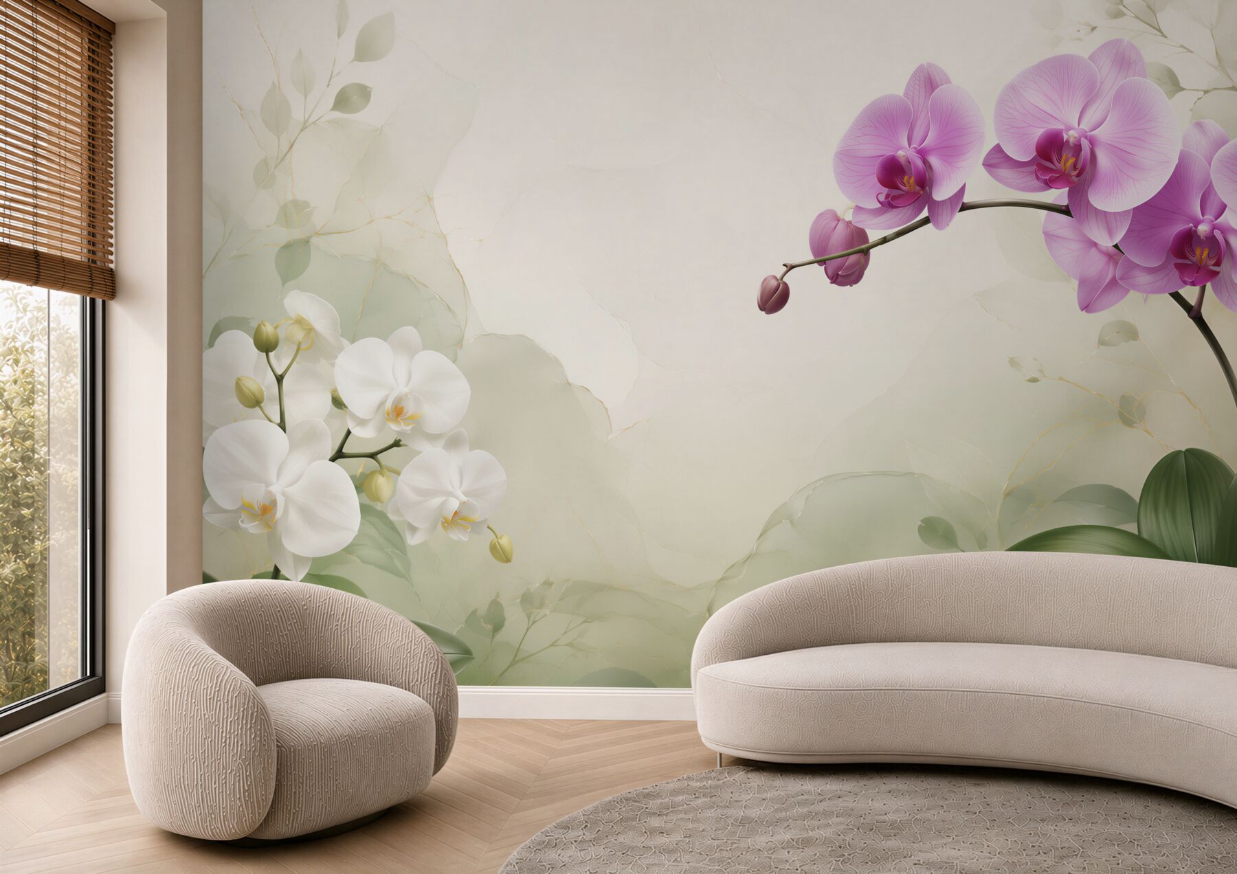 Fototapeta liliowe i białe orchidee?v23