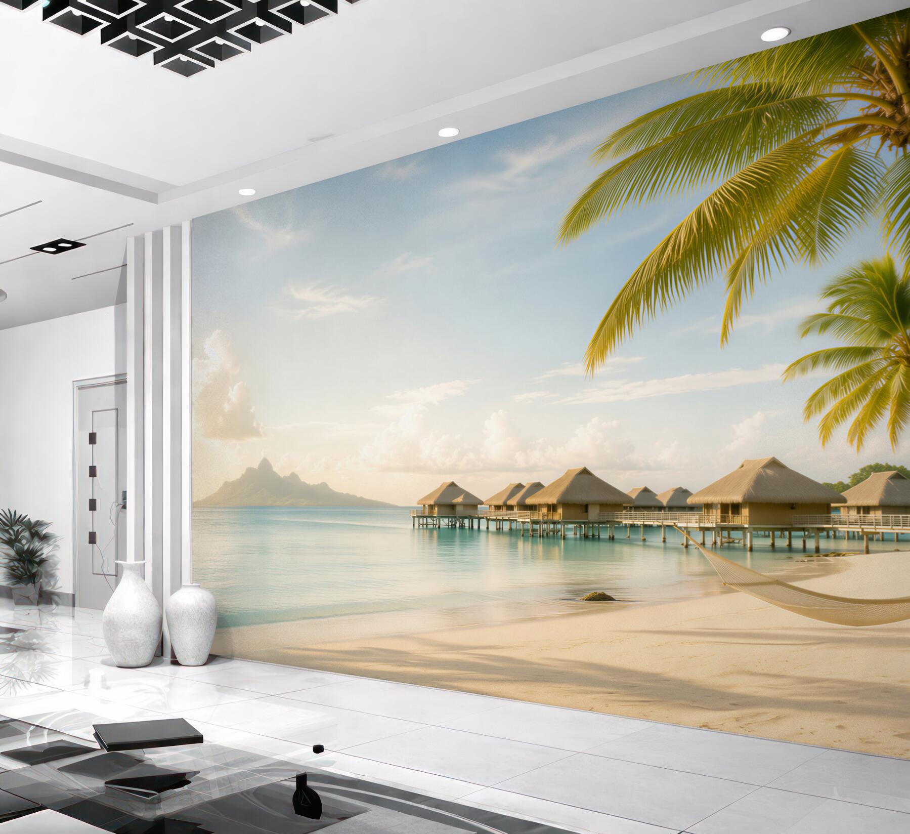 Fototapeta palmy na piaszczystej plaży?v23