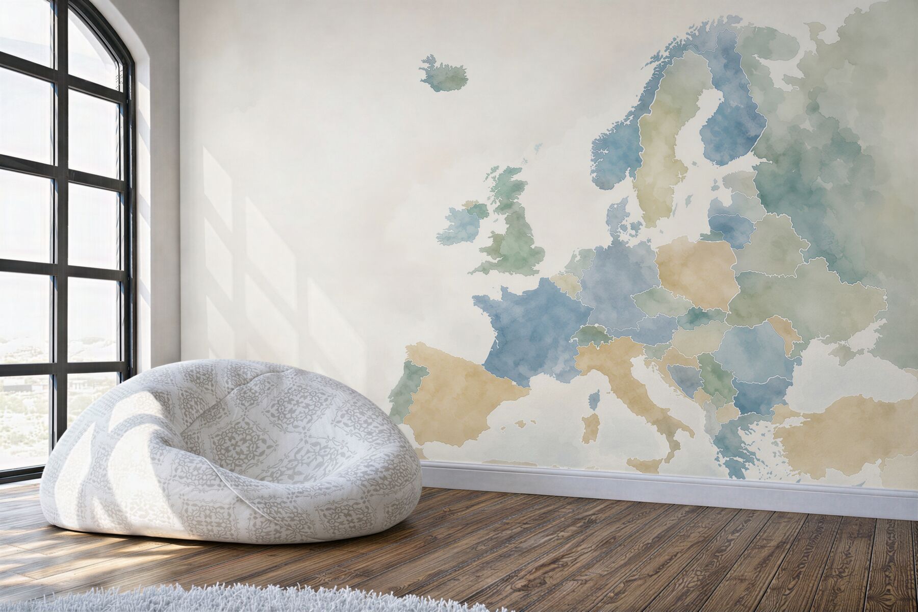 Fototapeta mapa krajów europy z flagami