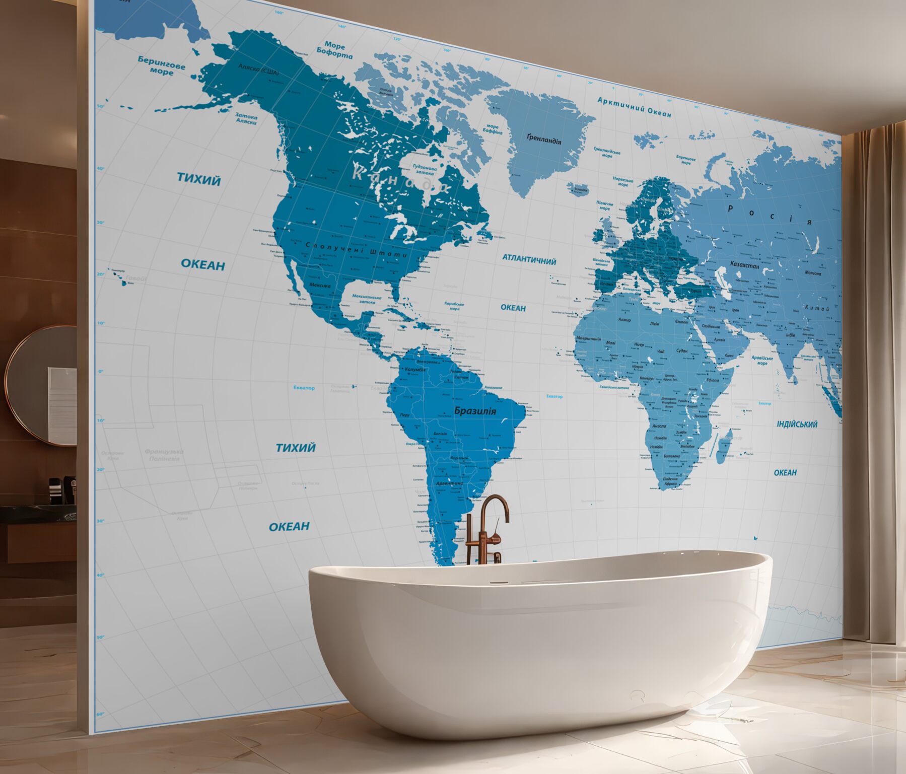Fototapeta mapa świata w kolorze niebieskim?v23