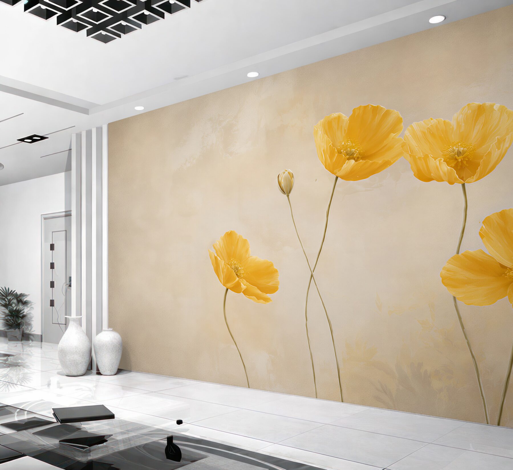 Fototapeta żółte kwiaty na smukłych łodygach?v23