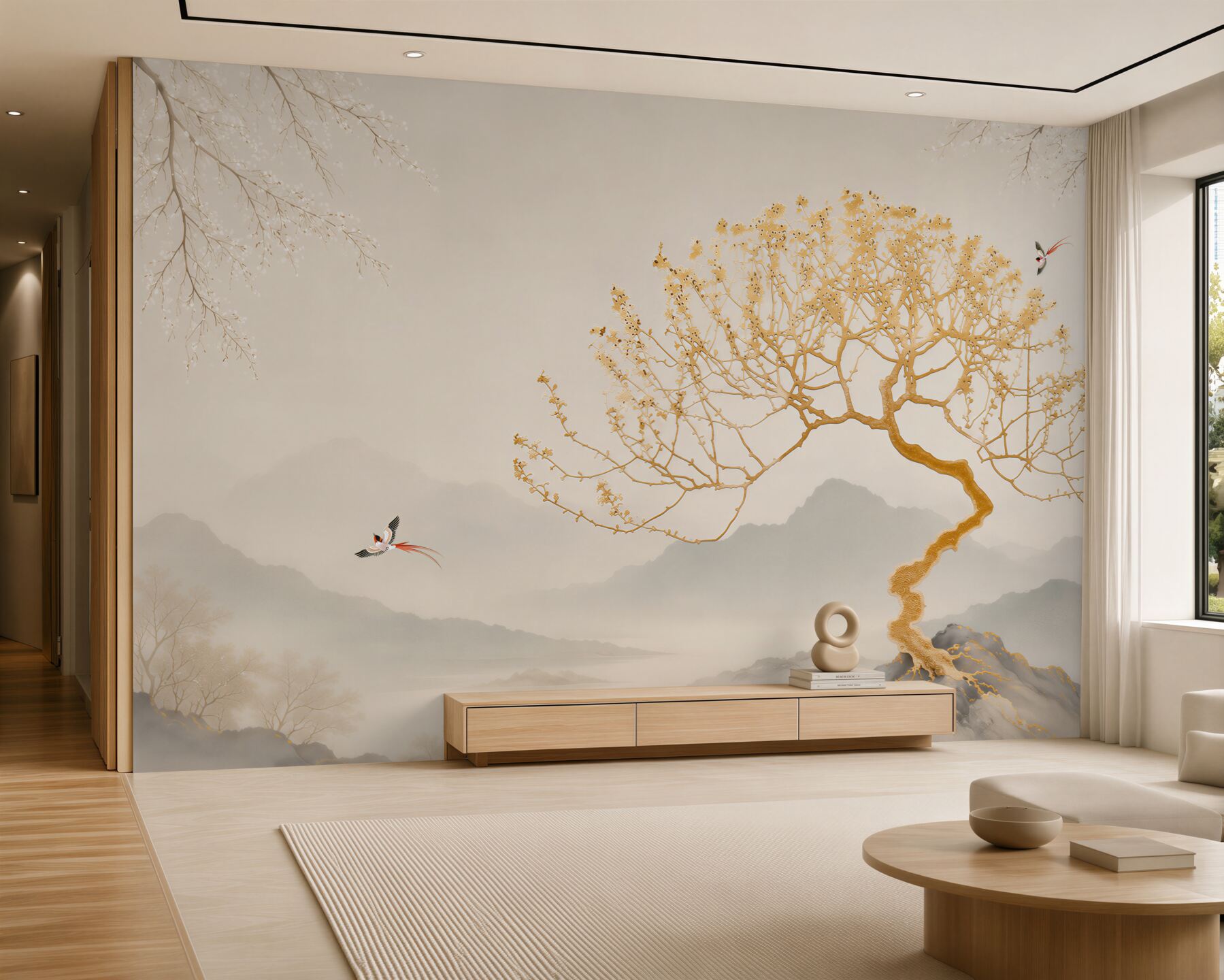 Fototapeta złota sylwetka drzewa bonsai?v23