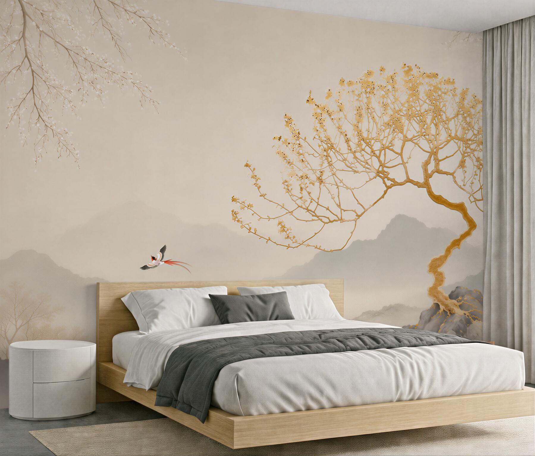 Fototapeta złota sylwetka drzewa bonsai?v23
