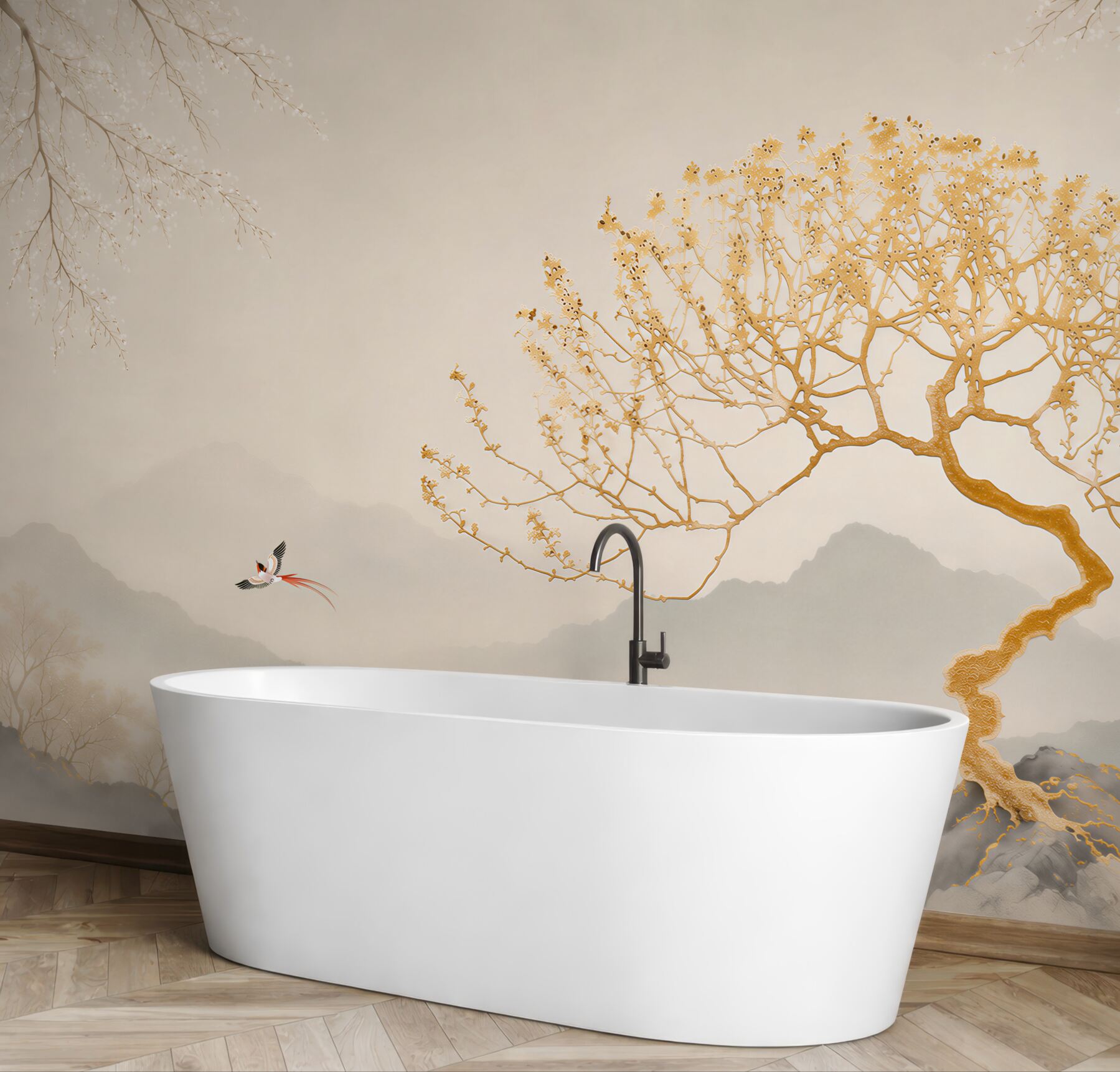 Fototapeta złota sylwetka drzewa bonsai?v23