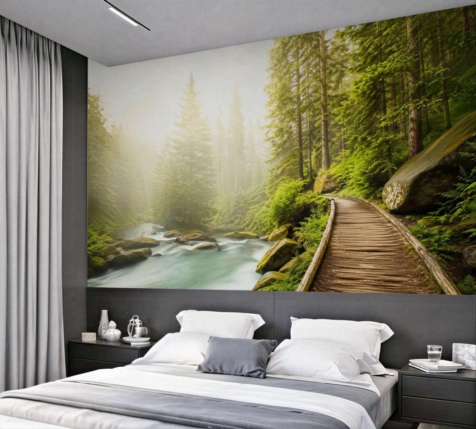 Fototapeta drewniana ścieżka w gęstym górskim lesie?v23