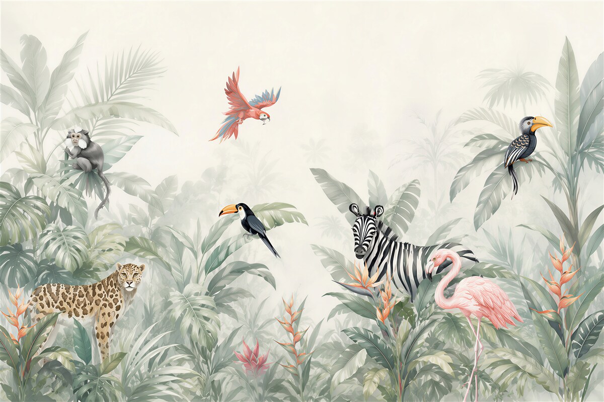 Fototapeta flora i fauna dżungli w ciągu dnia