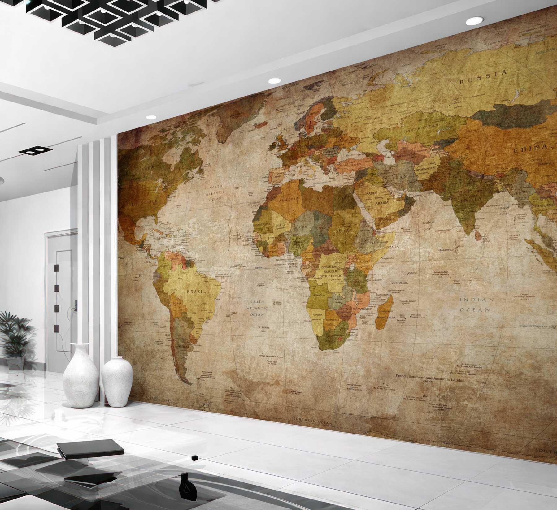 Fototapeta Mapa świata w odcieniach brązu?v23