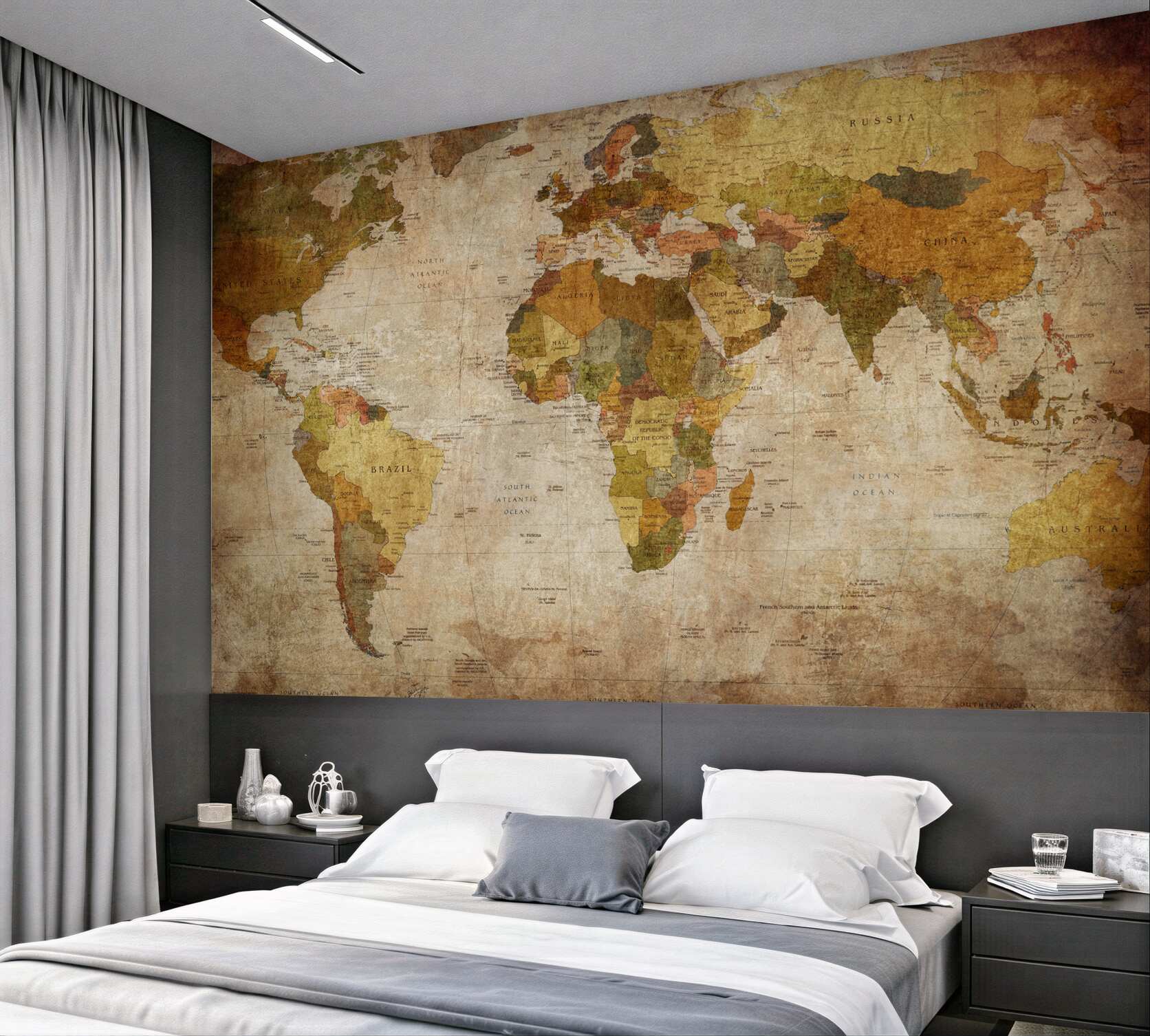 Fototapeta Mapa świata w odcieniach brązu?v23