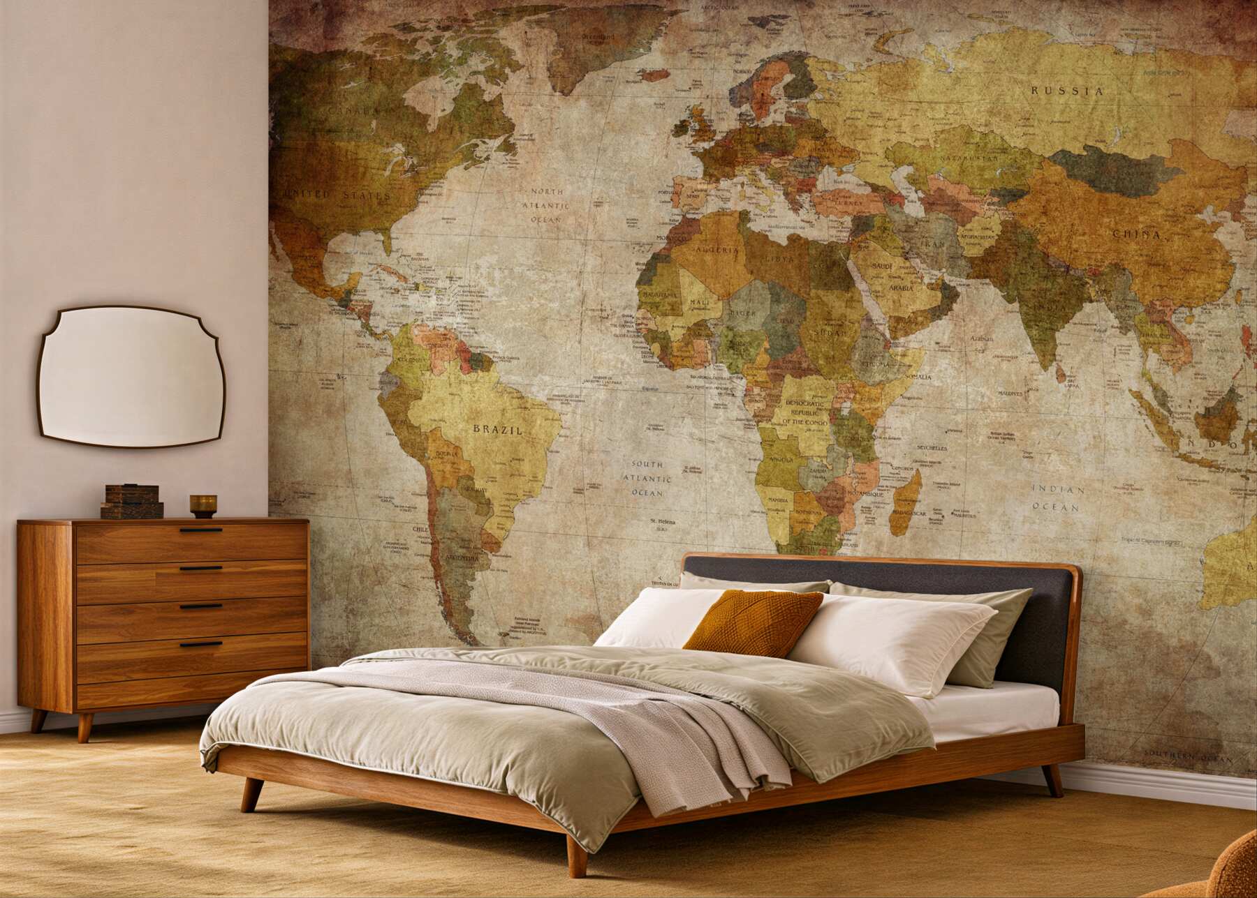 Fototapeta Mapa świata w odcieniach brązu?v23