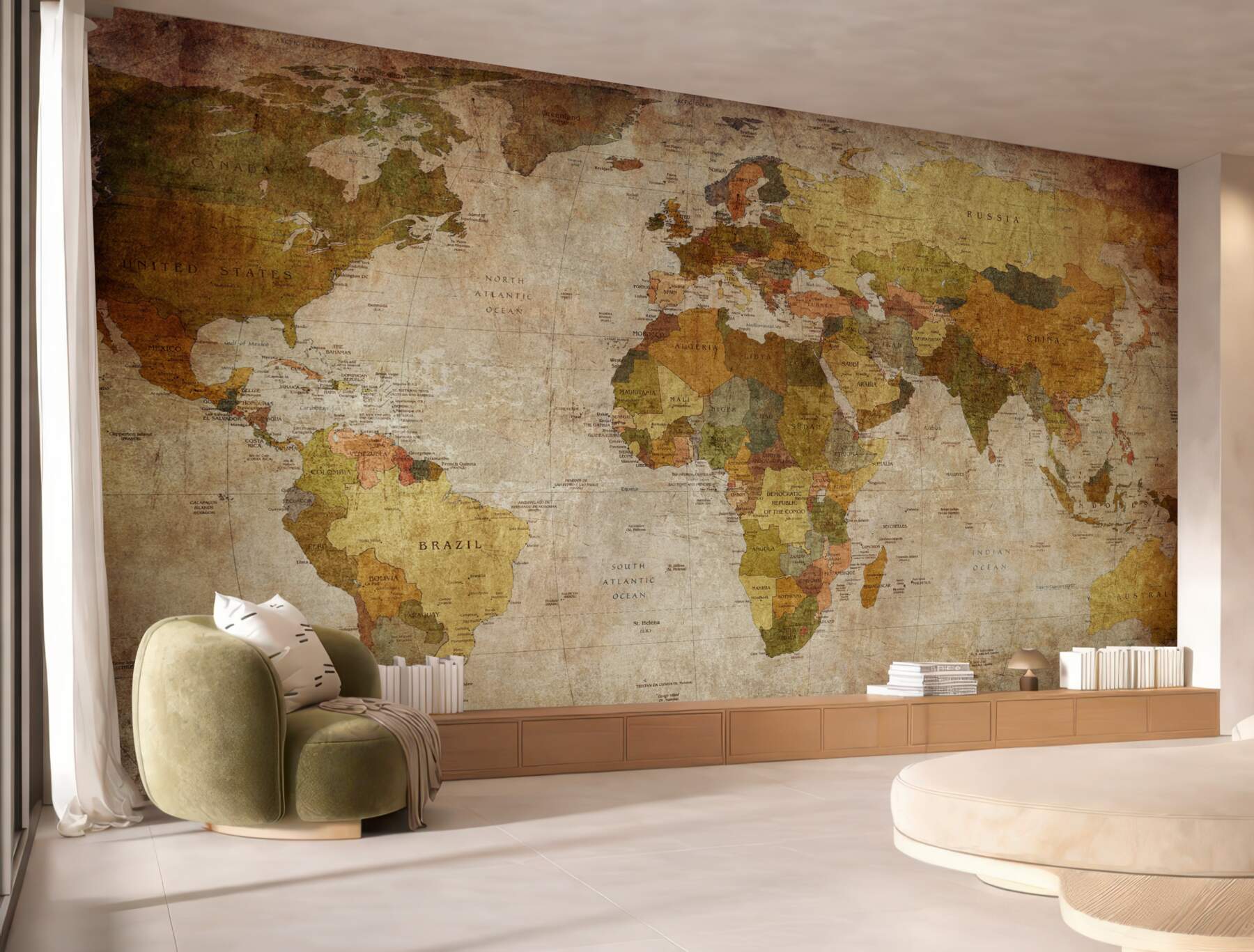 Fototapeta Mapa świata w odcieniach brązu?v23