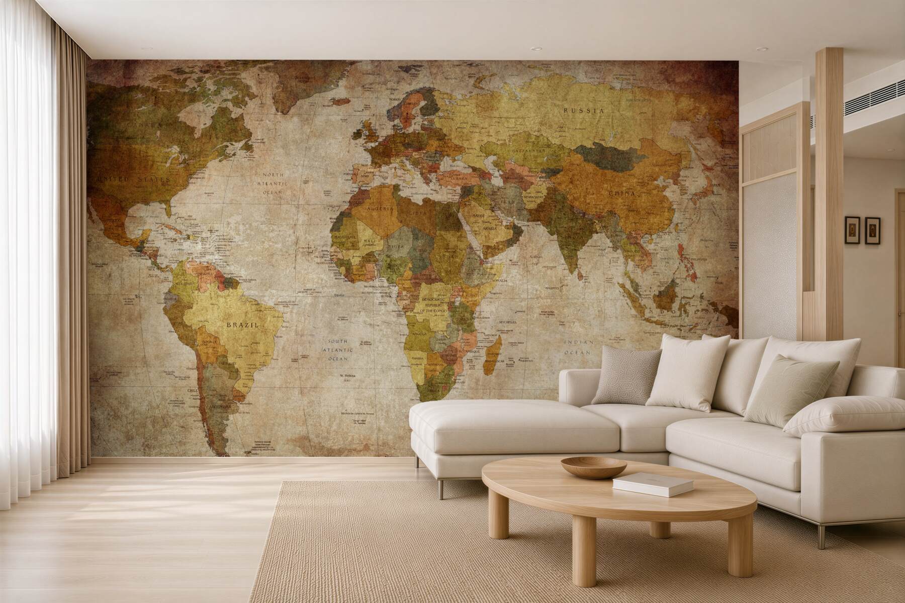 Fototapeta Mapa świata w odcieniach brązu?v23