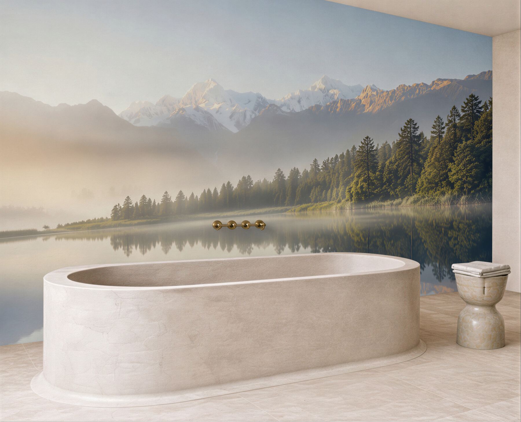 Fototapeta mgła nad wodami górskiego jeziora?v23