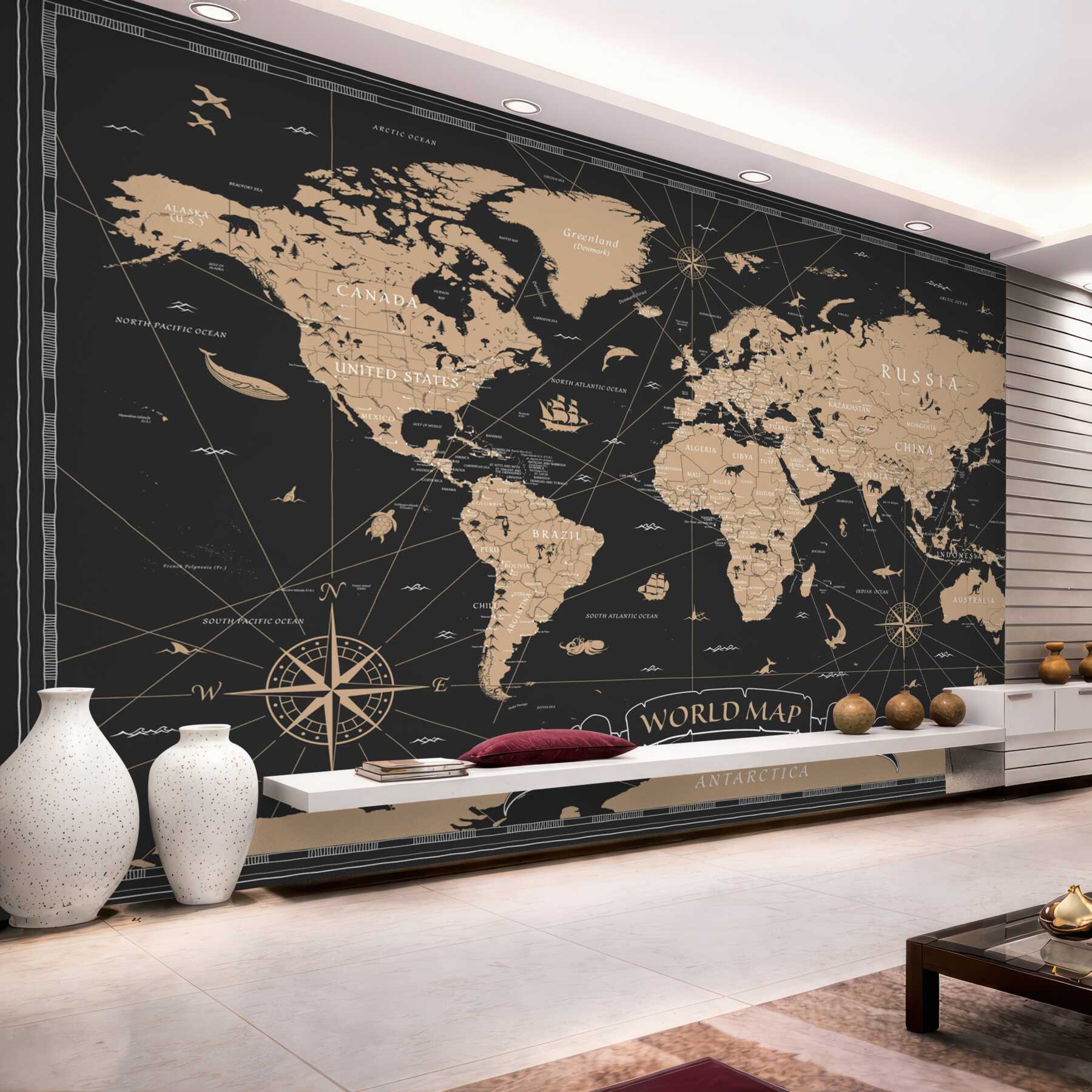 Fototapeta mapa świata na czarnym tle?v23