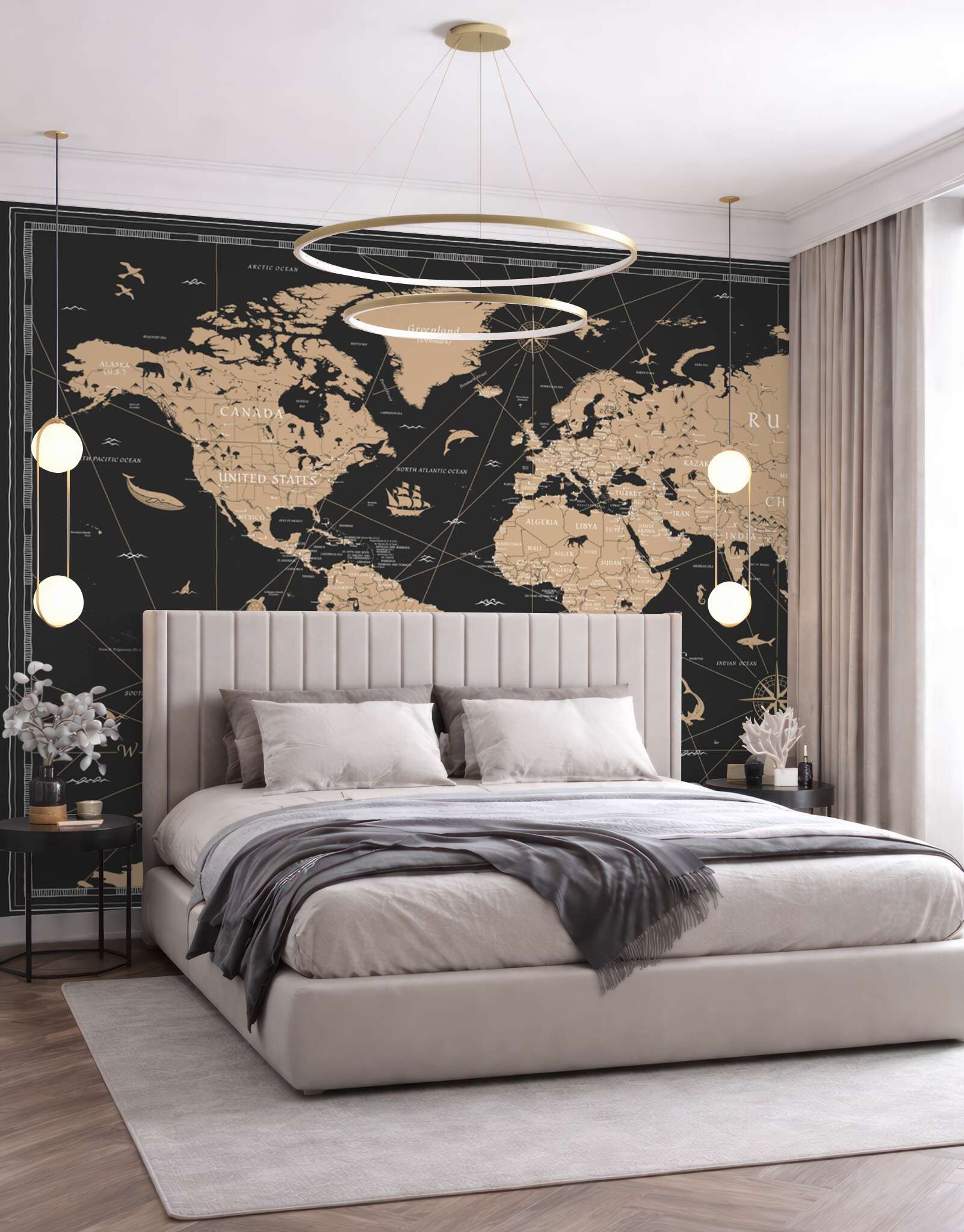 Fototapeta mapa świata na czarnym tle?v23