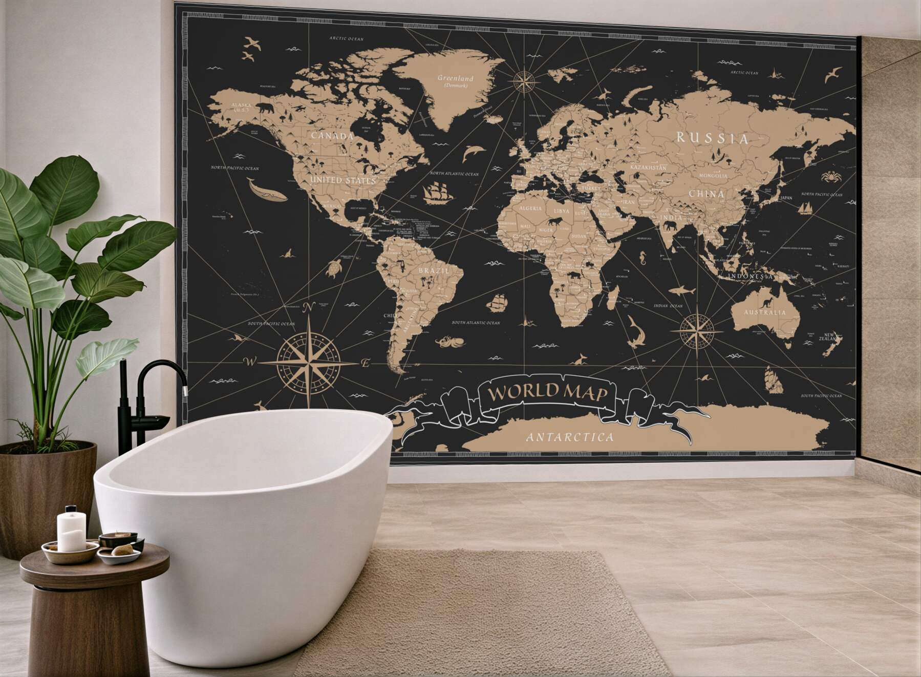 Fototapeta mapa świata na czarnym tle?v23
