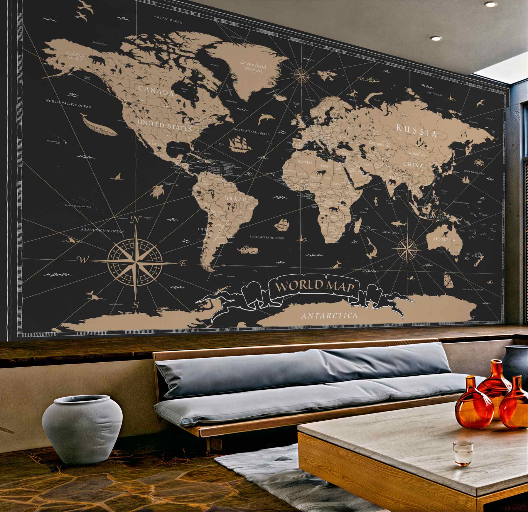 Fototapeta mapa świata na czarnym tle?v23