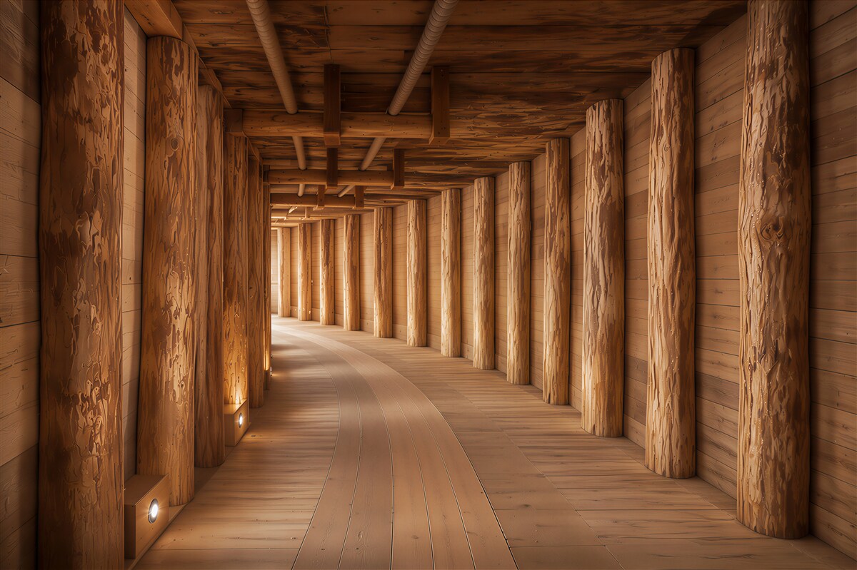 Fototapeta drewniany podziemny tunel
