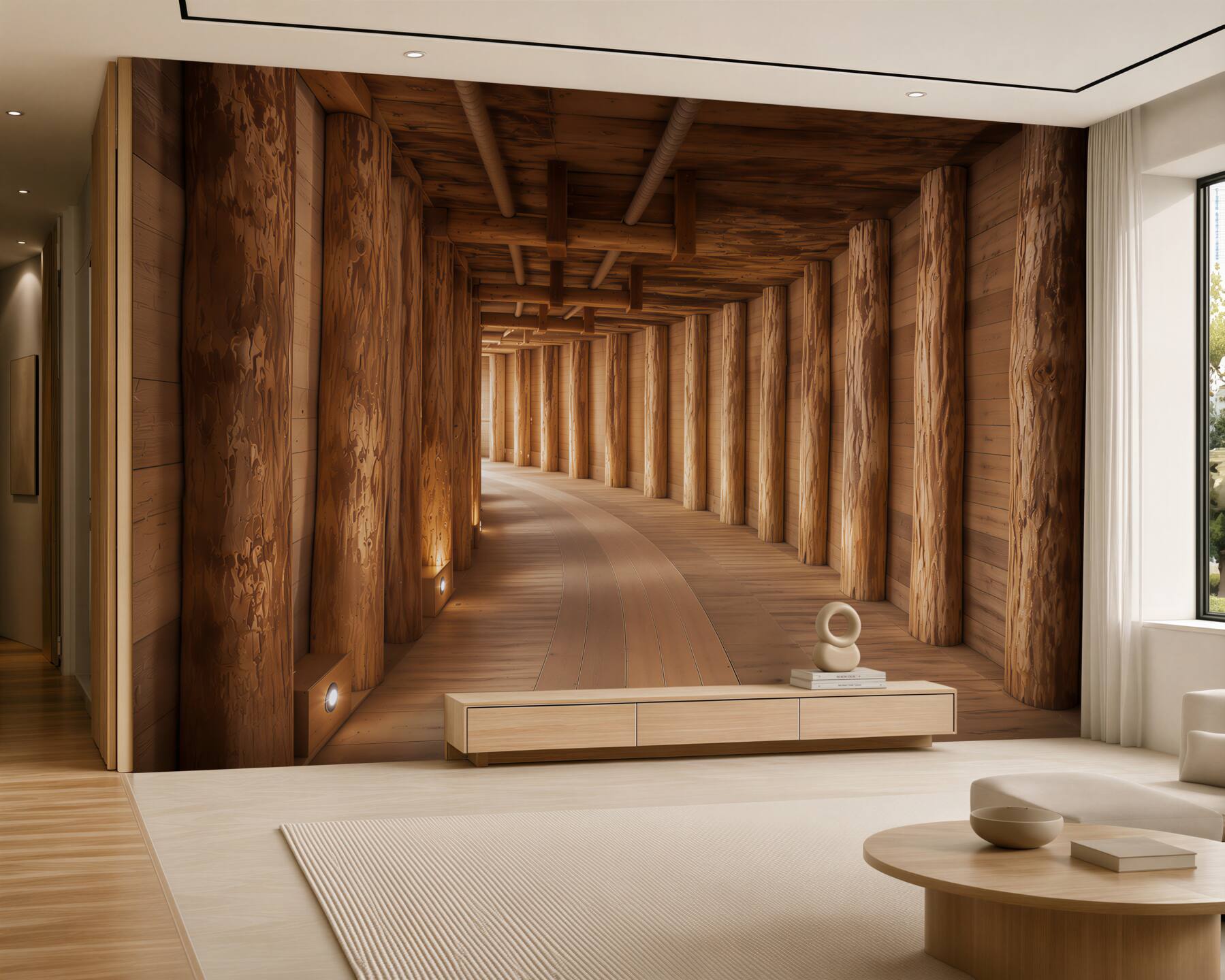 Fototapeta drewniany podziemny tunel