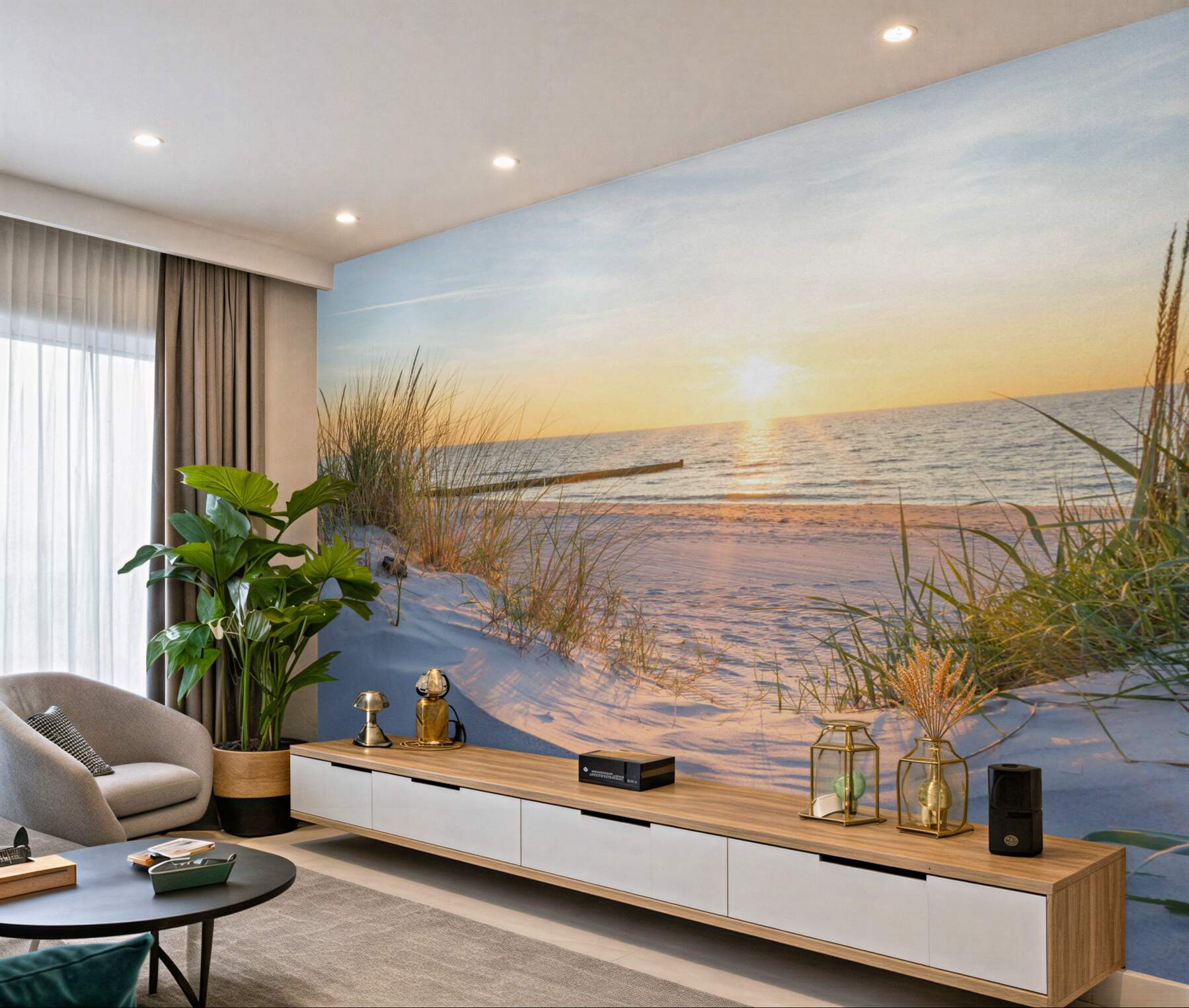 Fototapeta zielona trawa na piaszczystej plaży?v23