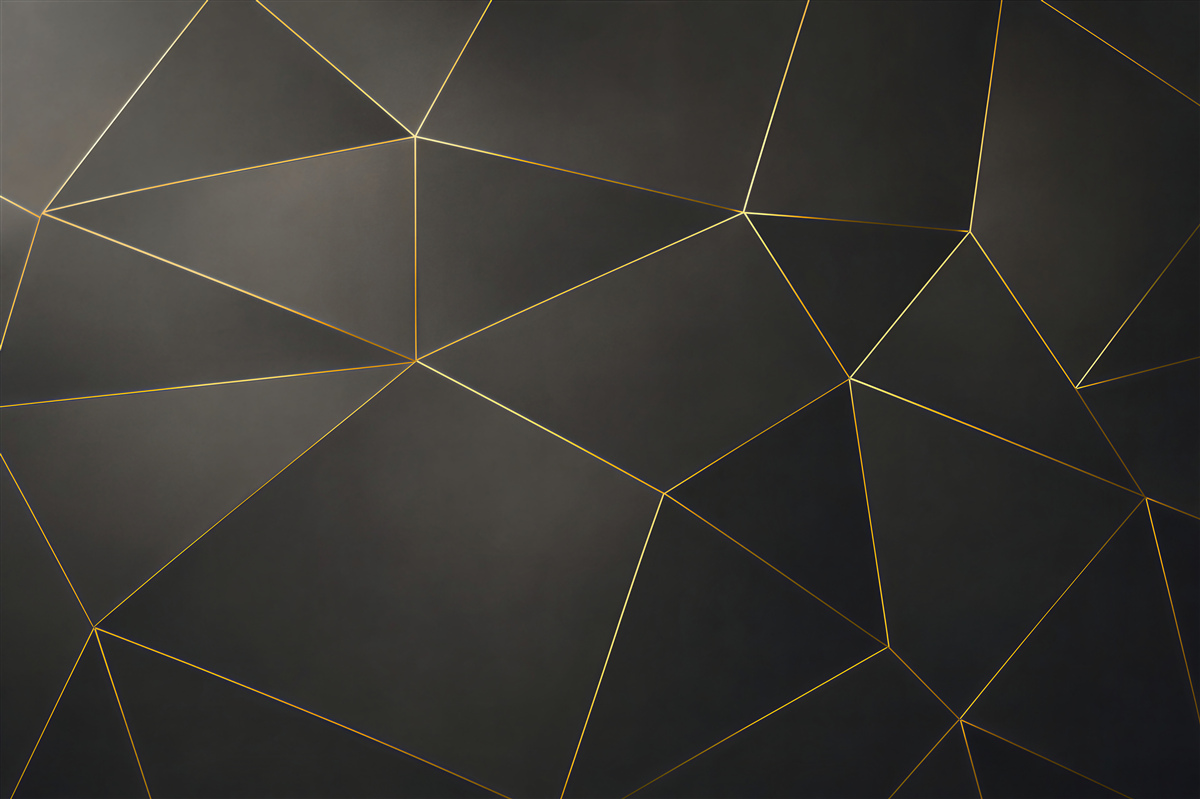 Fototapeta wolumetryczne kształty geometryczne ze złotymi krawędziami