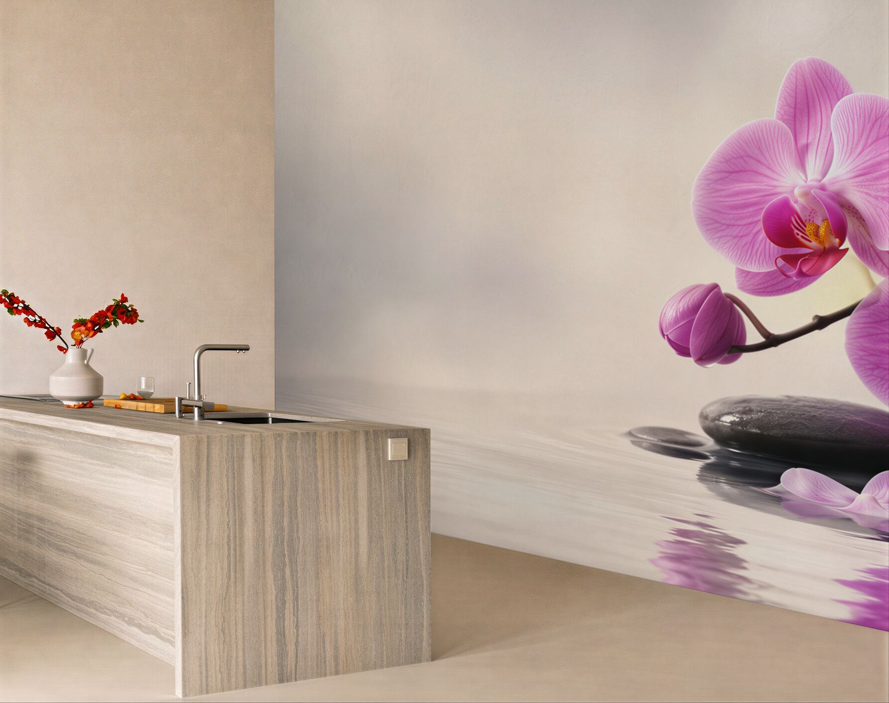 Fototapeta fioletowe orchidee na wodzie w pobliżu kamieni?v23