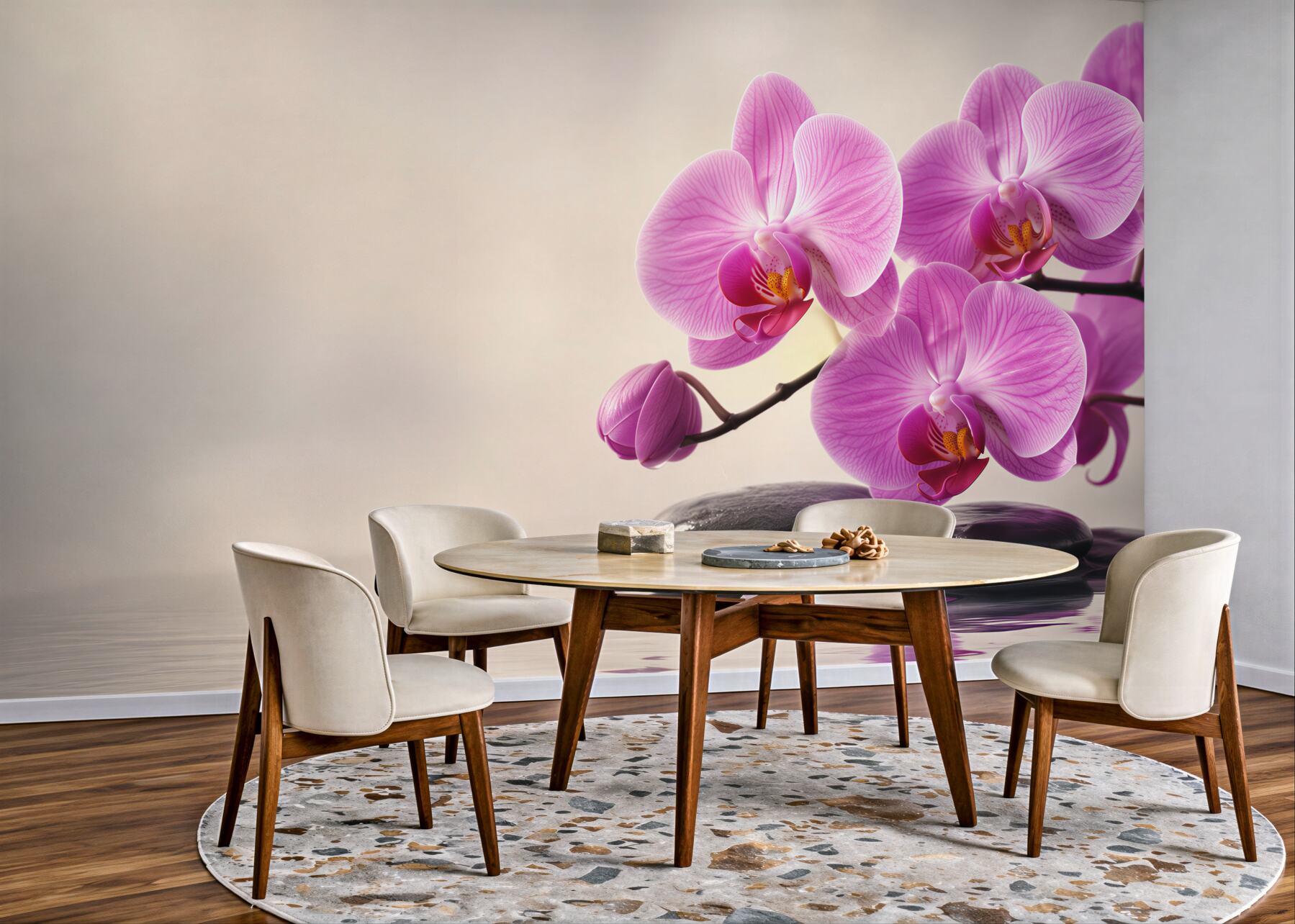 Fototapeta fioletowe orchidee na wodzie w pobliżu kamieni?v23