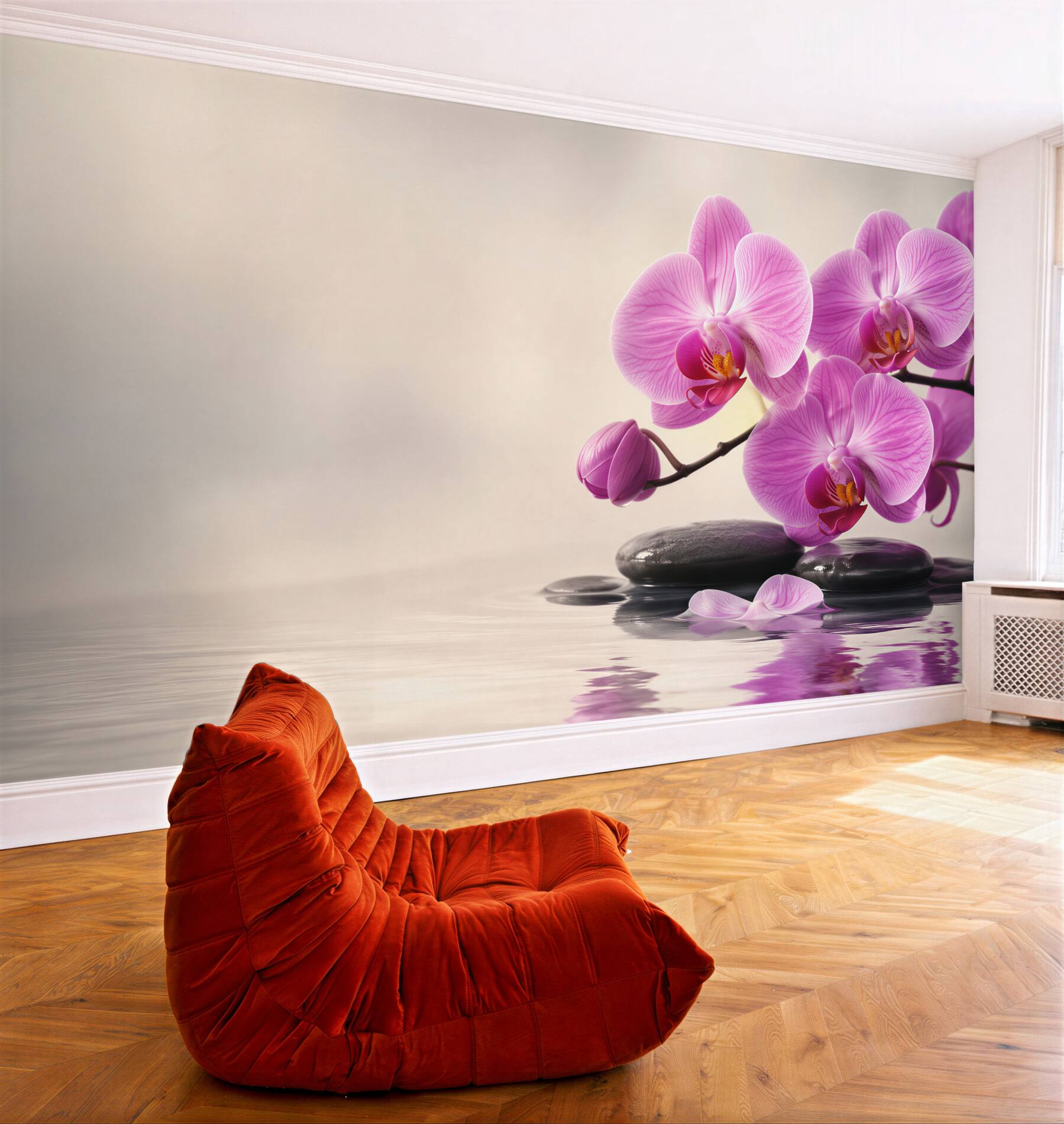 Fototapeta fioletowe orchidee na wodzie w pobliżu kamieni?v23
