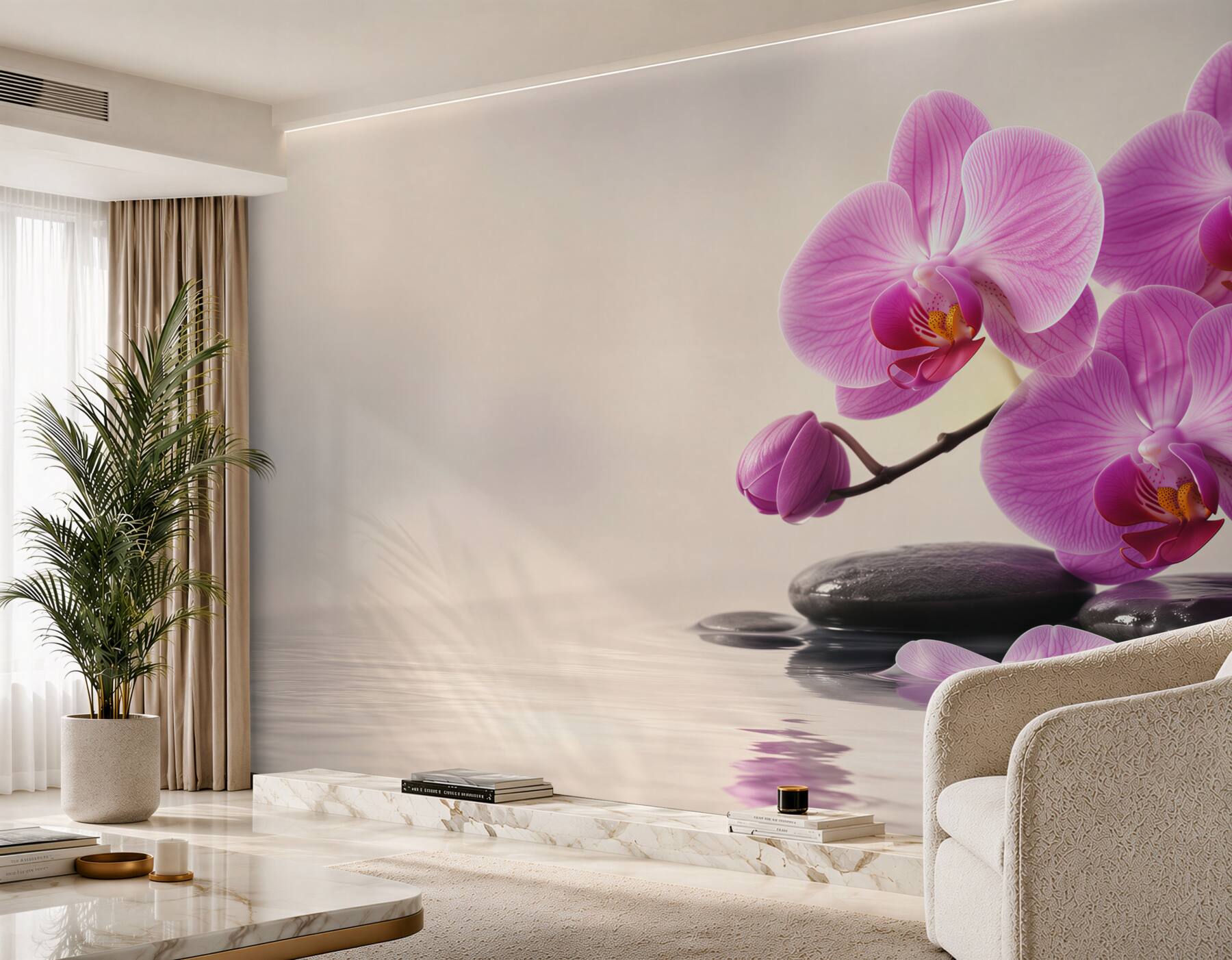 Fototapeta fioletowe orchidee na wodzie w pobliżu kamieni?v23