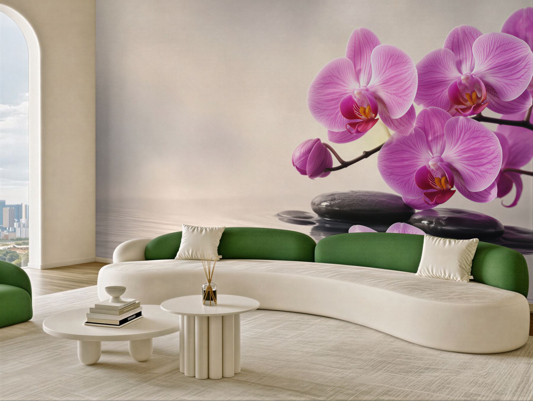 Fototapeta fioletowe orchidee na wodzie w pobliżu kamieni?v23