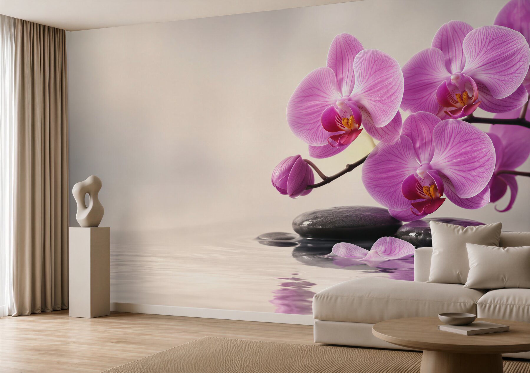 Fototapeta fioletowe orchidee na wodzie w pobliżu kamieni?v23