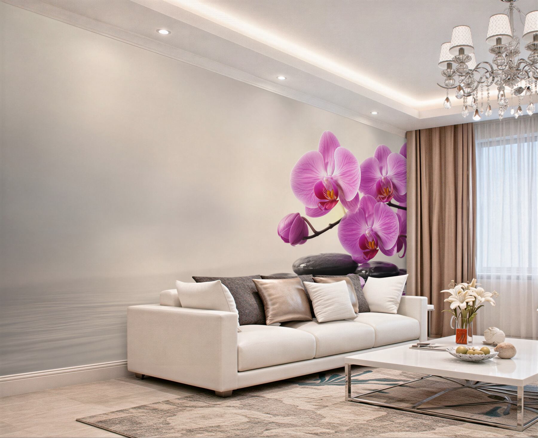 Fototapeta fioletowe orchidee na wodzie w pobliżu kamieni?v23