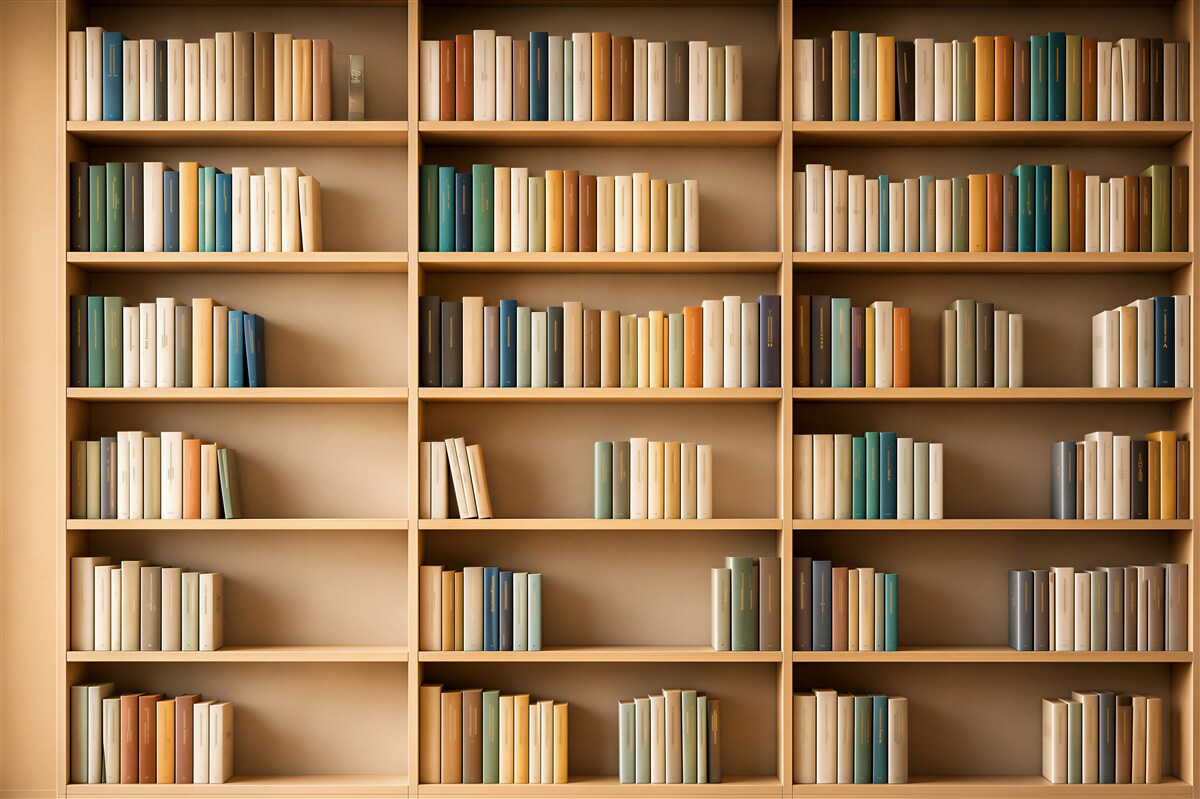 Fototapeta książki w domowej bibliotece