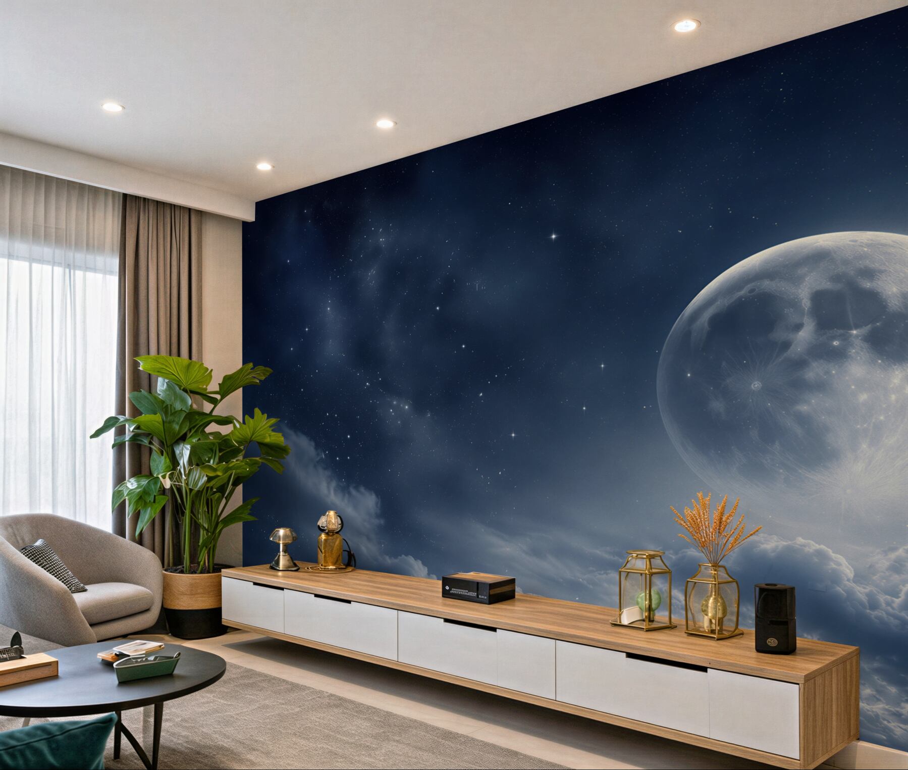 Fototapeta zbliżenie z księżycem wśród gwiazd?v23