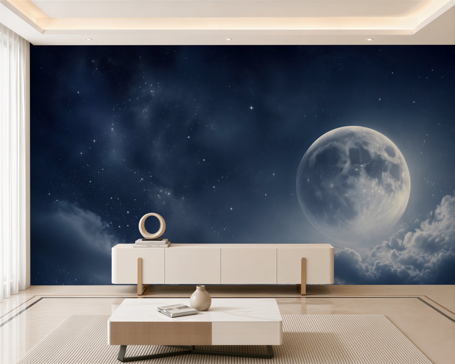 Fototapeta zbliżenie z księżycem wśród gwiazd?v23