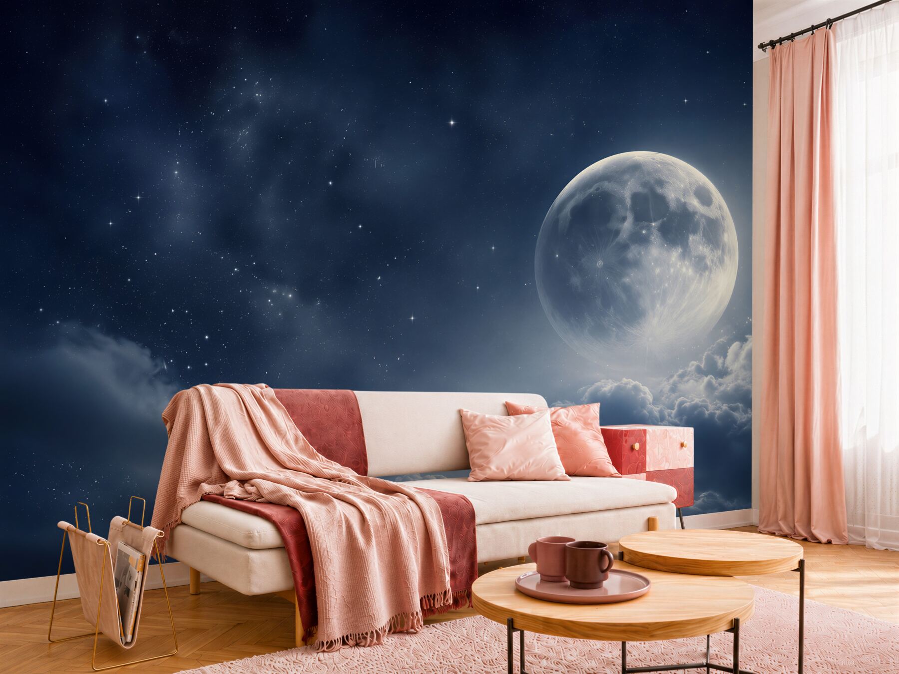 Fototapeta zbliżenie z księżycem wśród gwiazd?v23