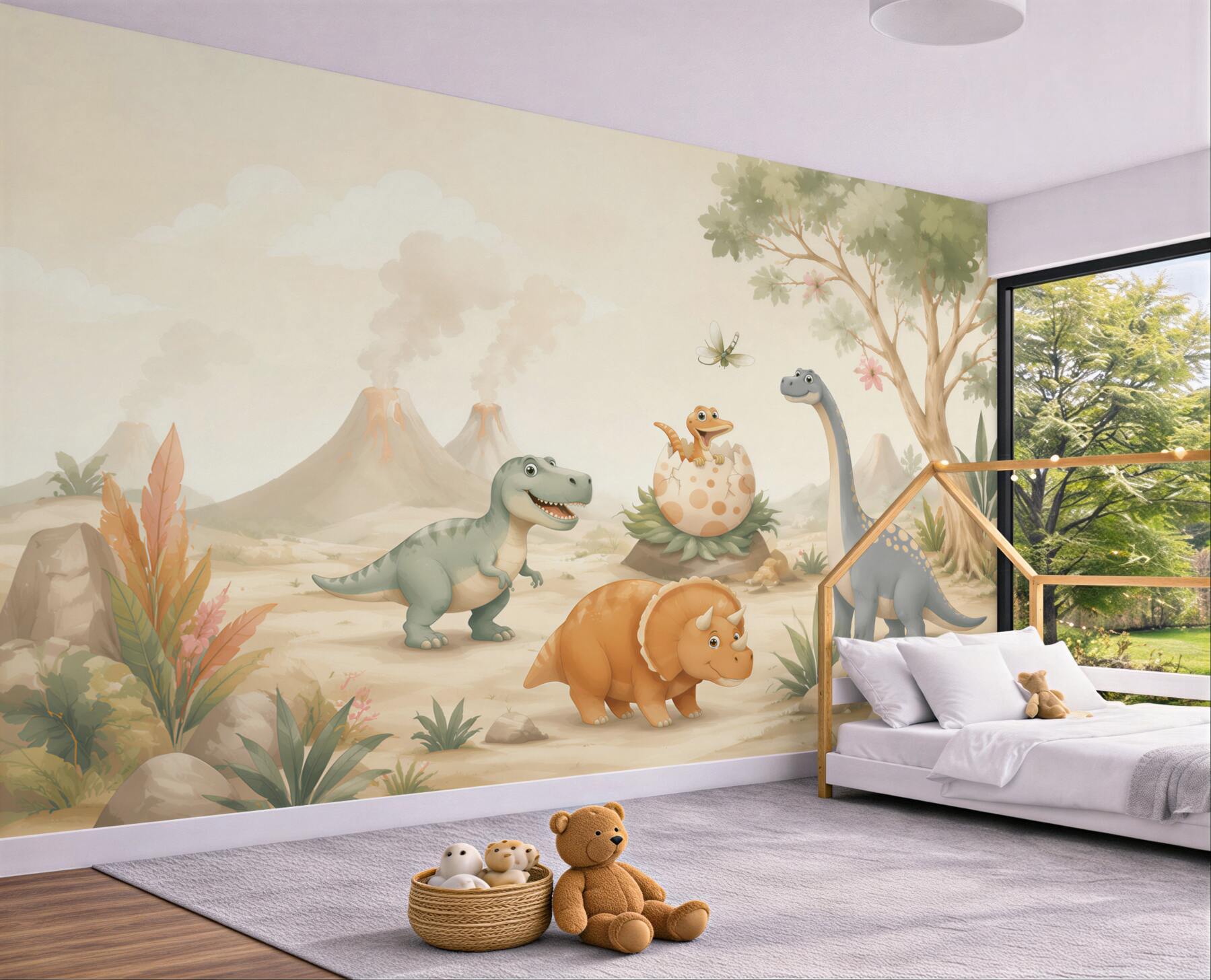 Fototapeta dinozaury na trawniku
