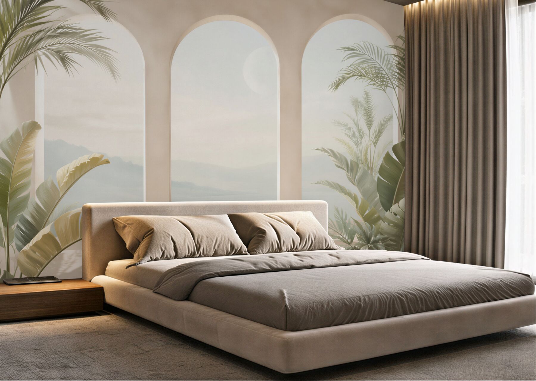 Fototapeta wysokie łuki z palmami i paprociami?v23