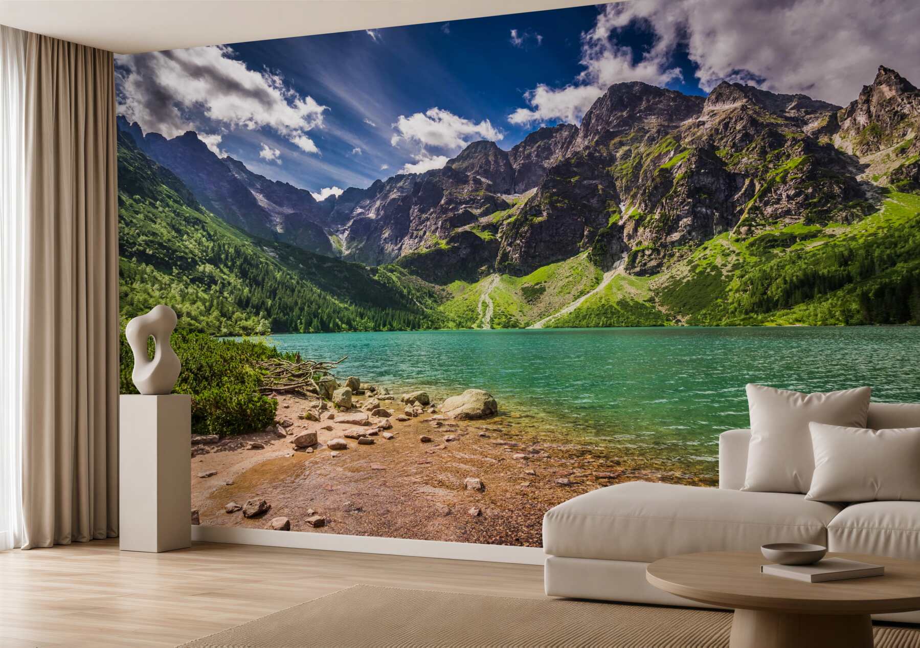 Fototapeta góry w pobliżu zielonego jeziora w letni dzień?v23